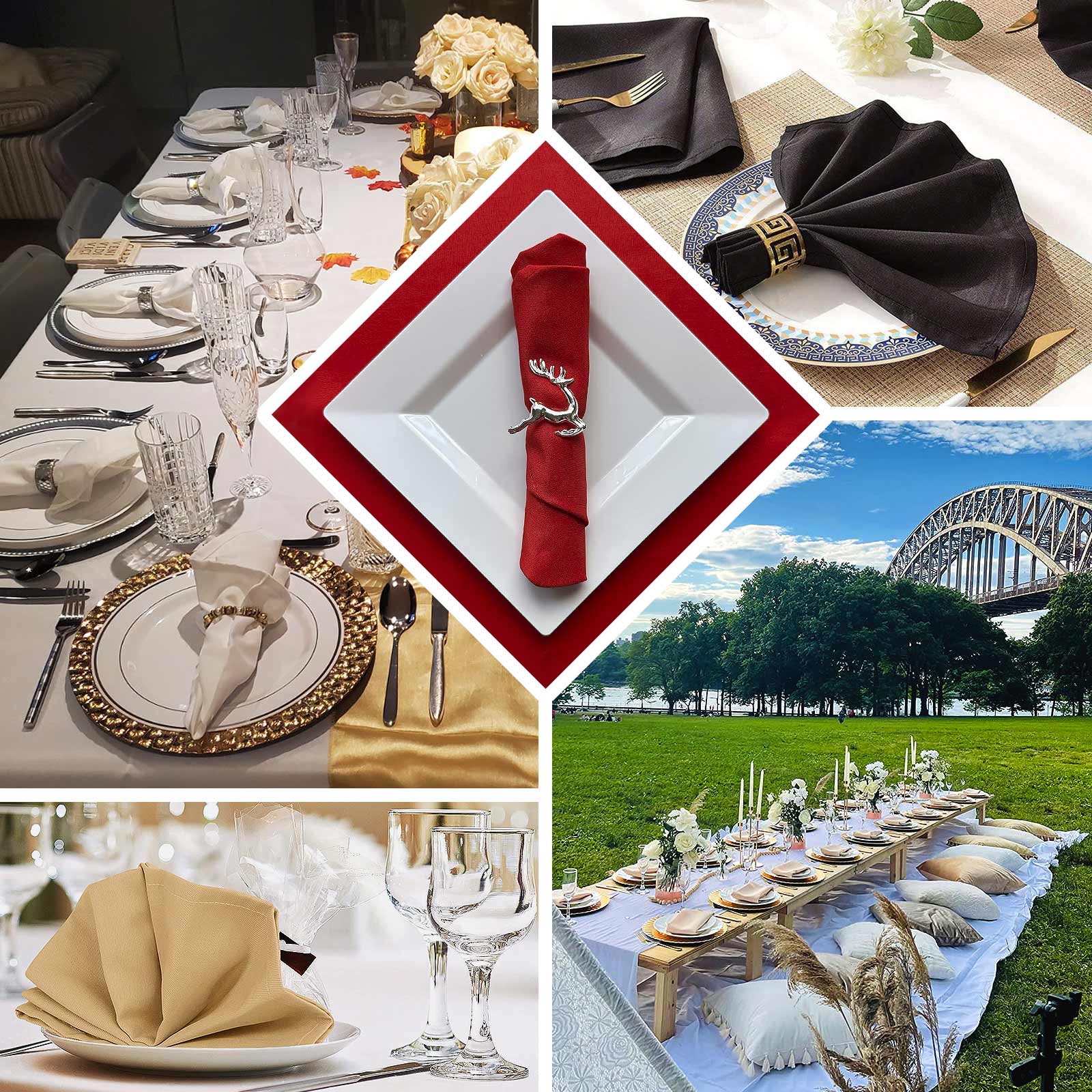 5 Pack Hunter Emerald Green Scuba Napkins – 17"x17", Wrinkle-Free & Stain Resistant Cloth Napkins - Image 5