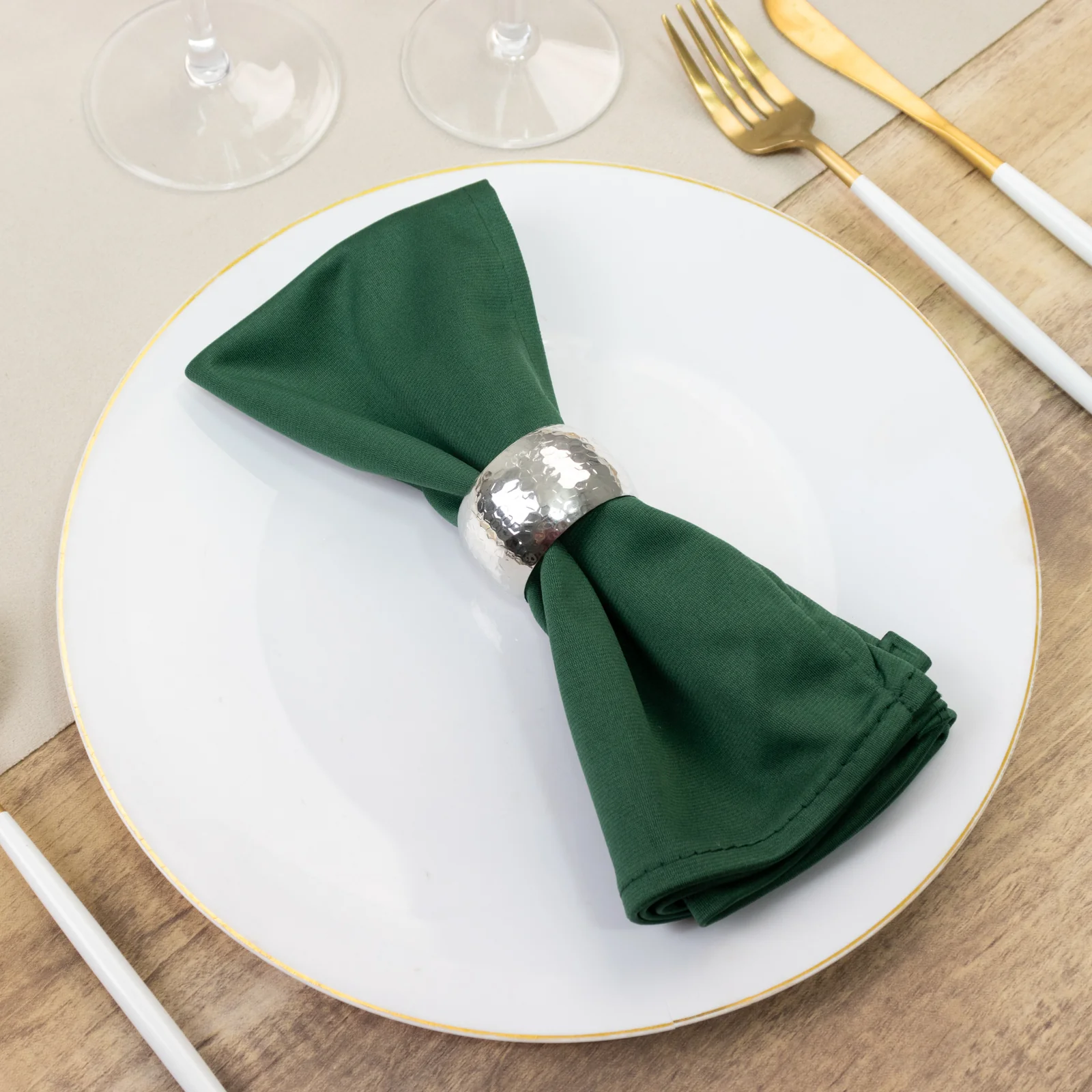 5 Pack Hunter Emerald Green Scuba Napkins – 17"x17", Wrinkle-Free & Stain Resistant Cloth Napkins - Image 9