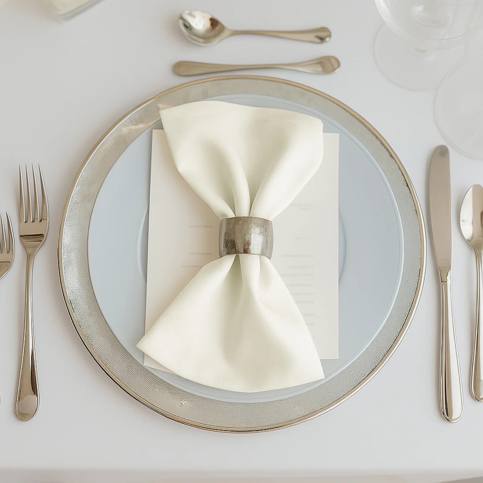 5 Pack Ivory Scuba Napkins – 17"x17", Wrinkle-Free & Stain Resistant Cloth Napkins
