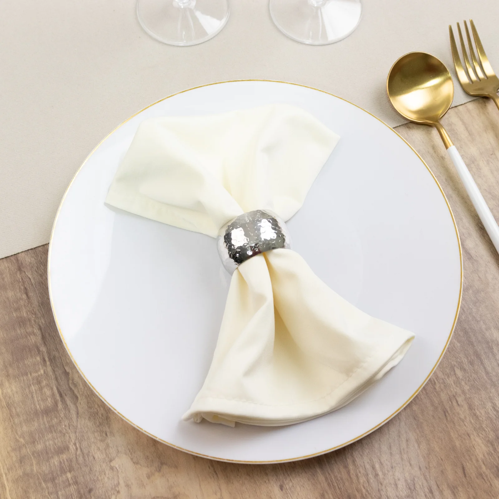 5 Pack Ivory Scuba Napkins – 17"x17", Wrinkle-Free & Stain Resistant Cloth Napkins - Image 9