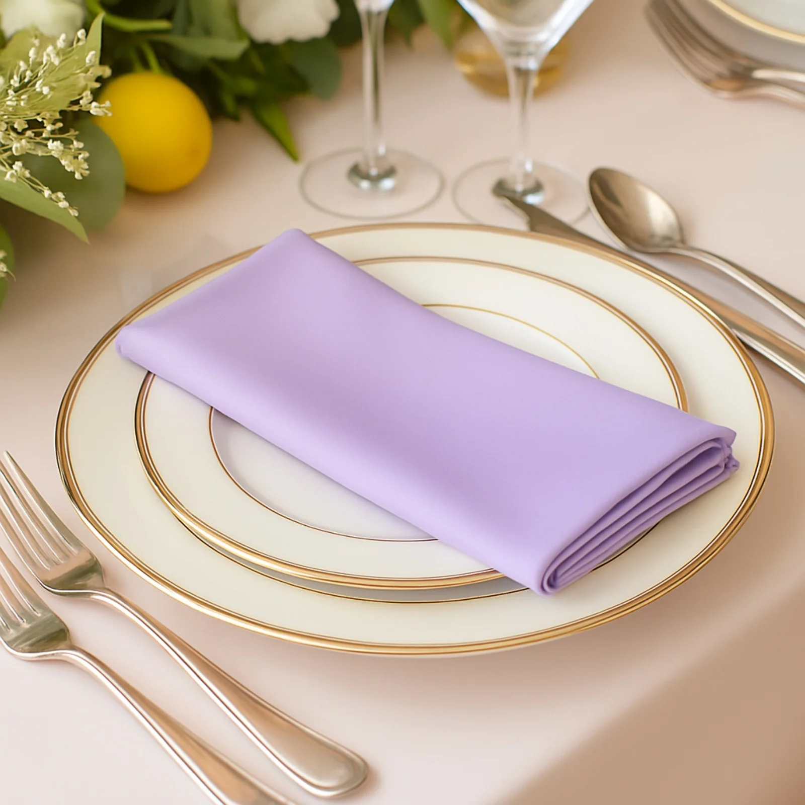 5 Pack Lavender Lilac Scuba Napkins – 17"x17", Wrinkle-Free & Stain Resistant Cloth Napkins - Image 3