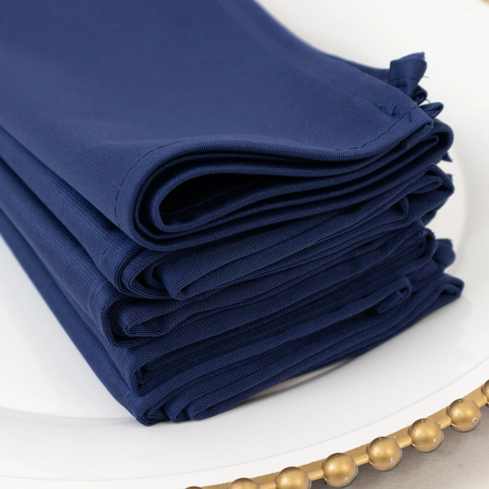 5 Pack Navy Blue Scuba Napkins – 17"x17", Wrinkle-Free & Stain Resistant Cloth Napkins - Image 2