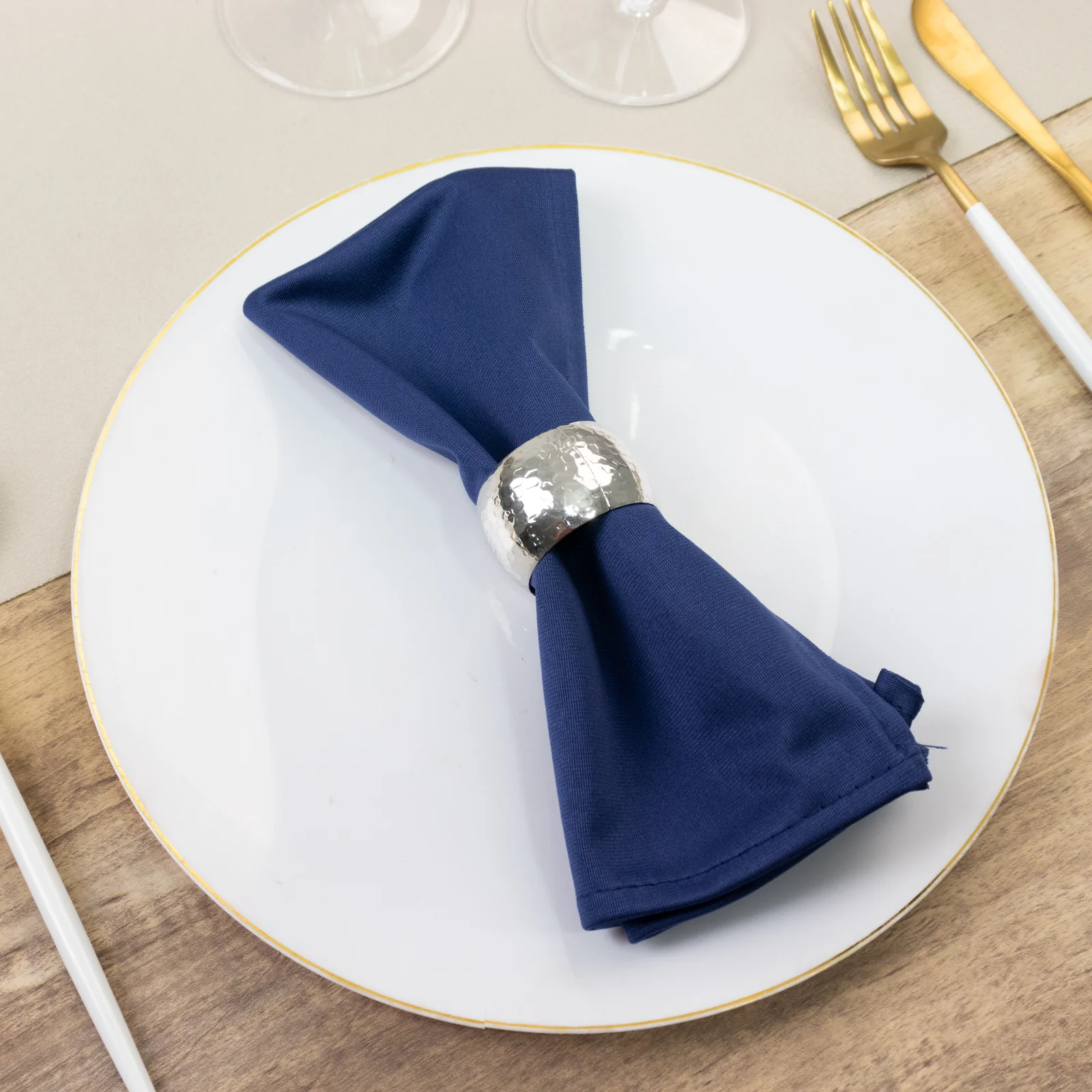 5 Pack Navy Blue Scuba Napkins – 17"x17", Wrinkle-Free & Stain Resistant Cloth Napkins - Image 9