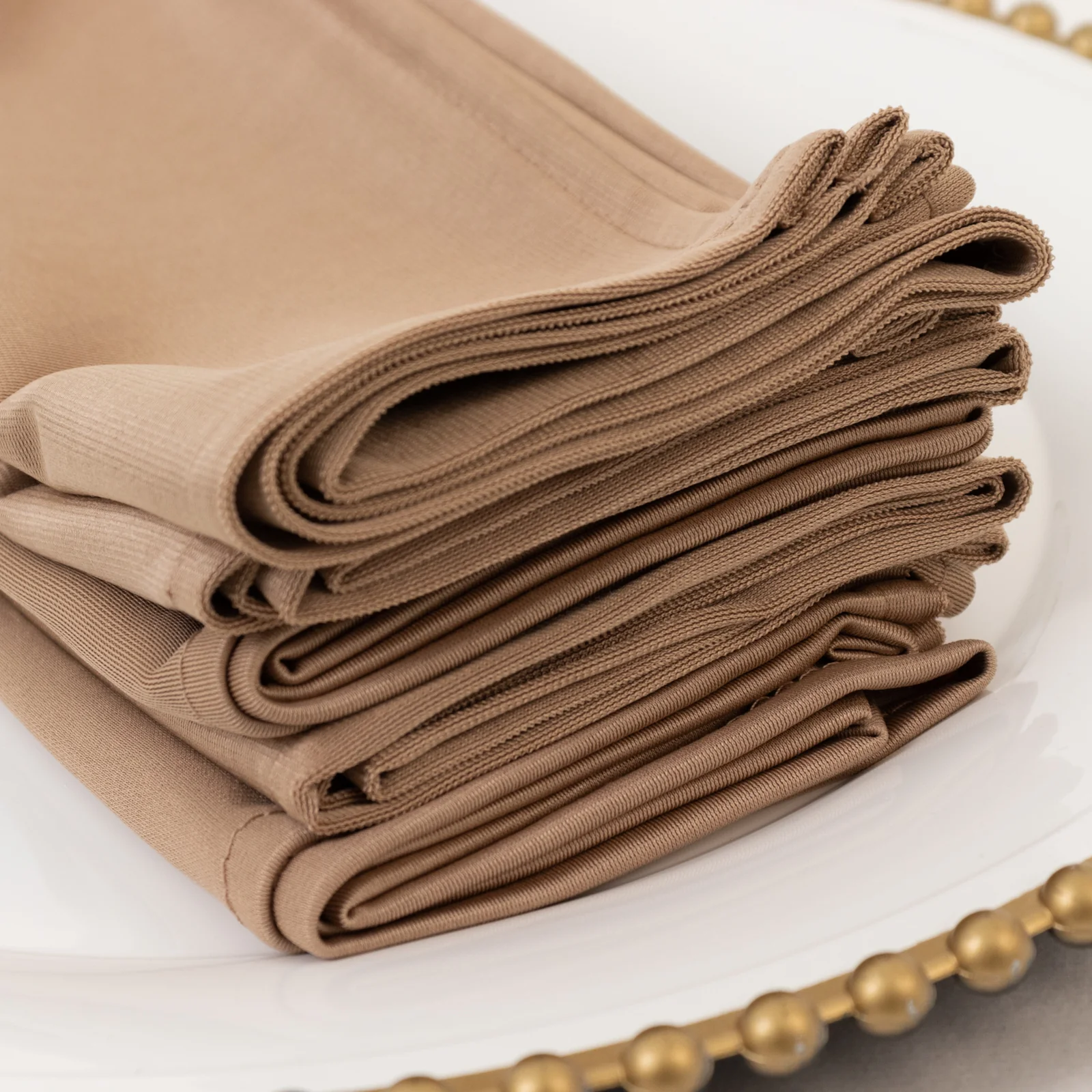 5 Pack Nude Scuba Napkins – 17"x17", Wrinkle-Free & Stain Resistant Cloth Napkins - Image 2