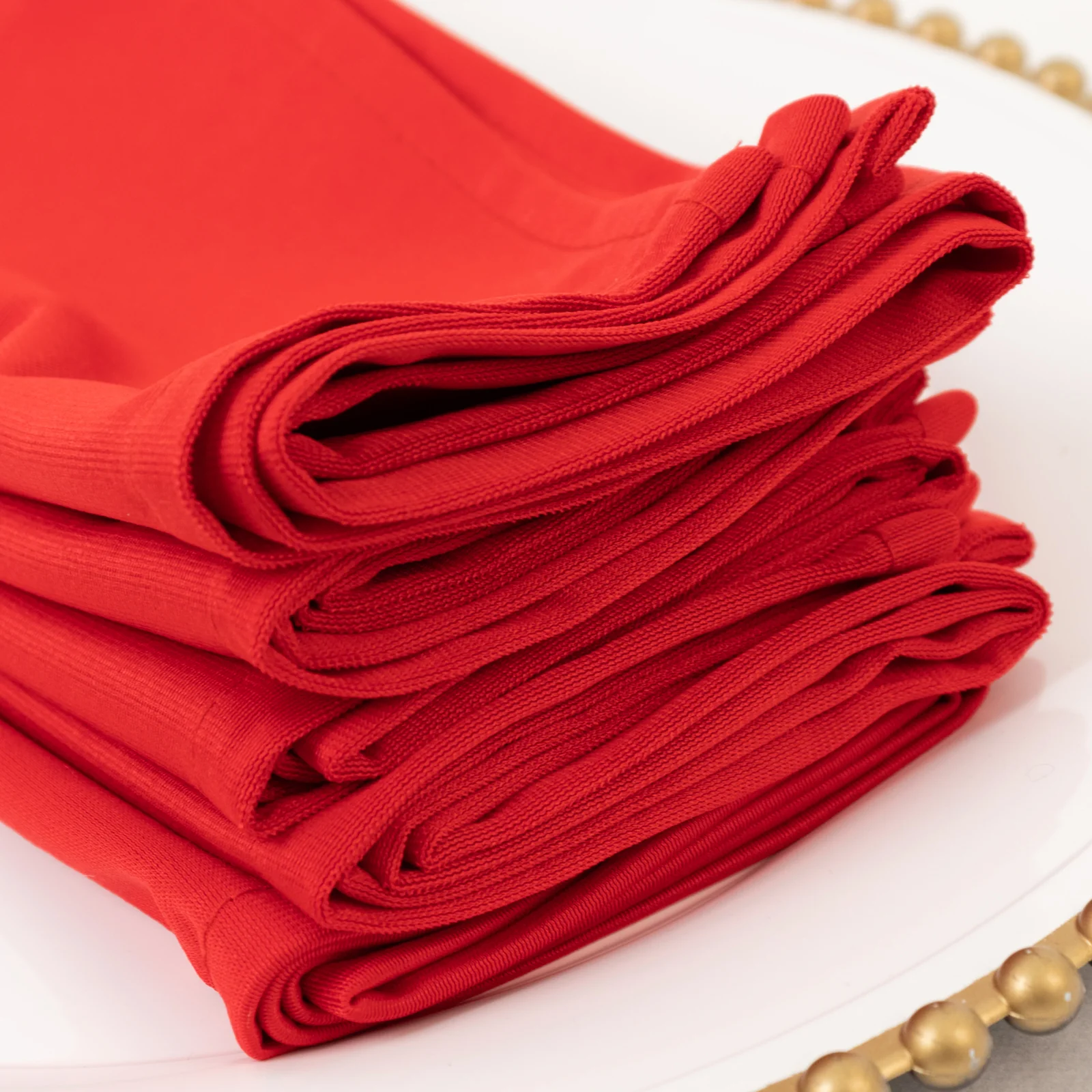 5 Pack Red Scuba Napkins – 17"x17", Wrinkle-Free & Stain Resistant Cloth Napkins - Image 2