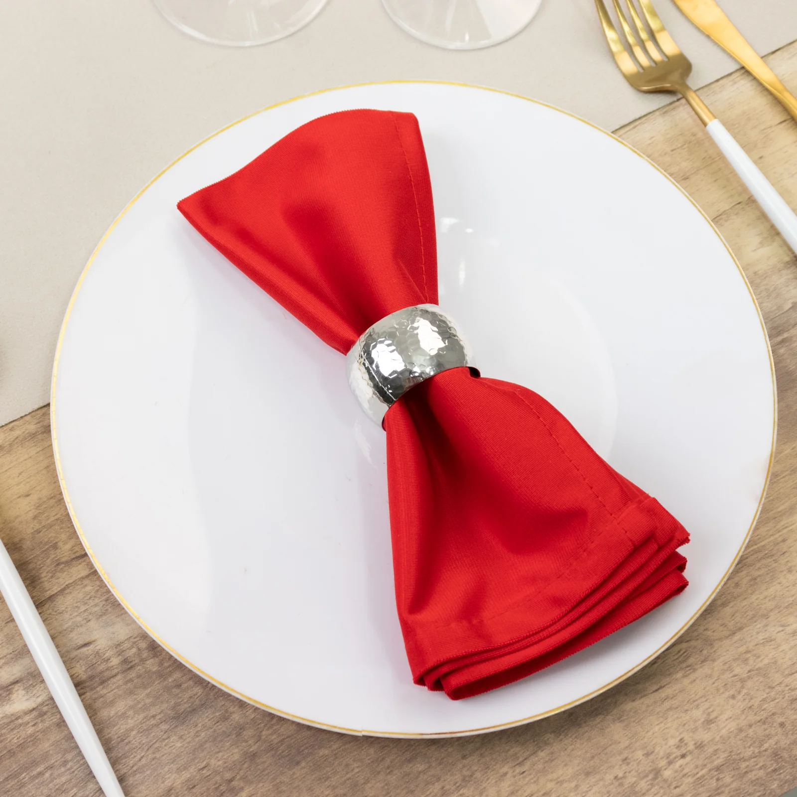 5 Pack Red Scuba Napkins – 17"x17", Wrinkle-Free & Stain Resistant Cloth Napkins - Image 9