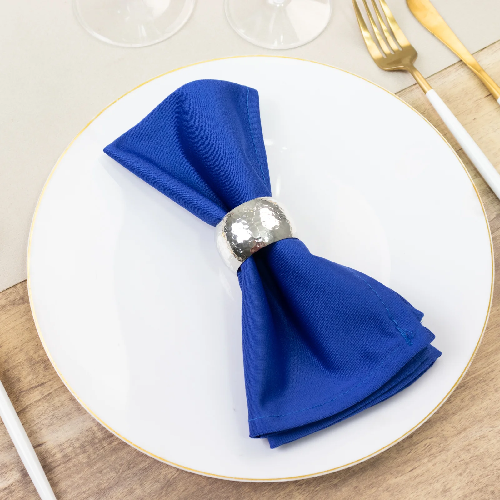 5 Pack Royal Blue Scuba Napkins – 17"x17", Wrinkle-Free & Stain Resistant Cloth Napkins - Image 9