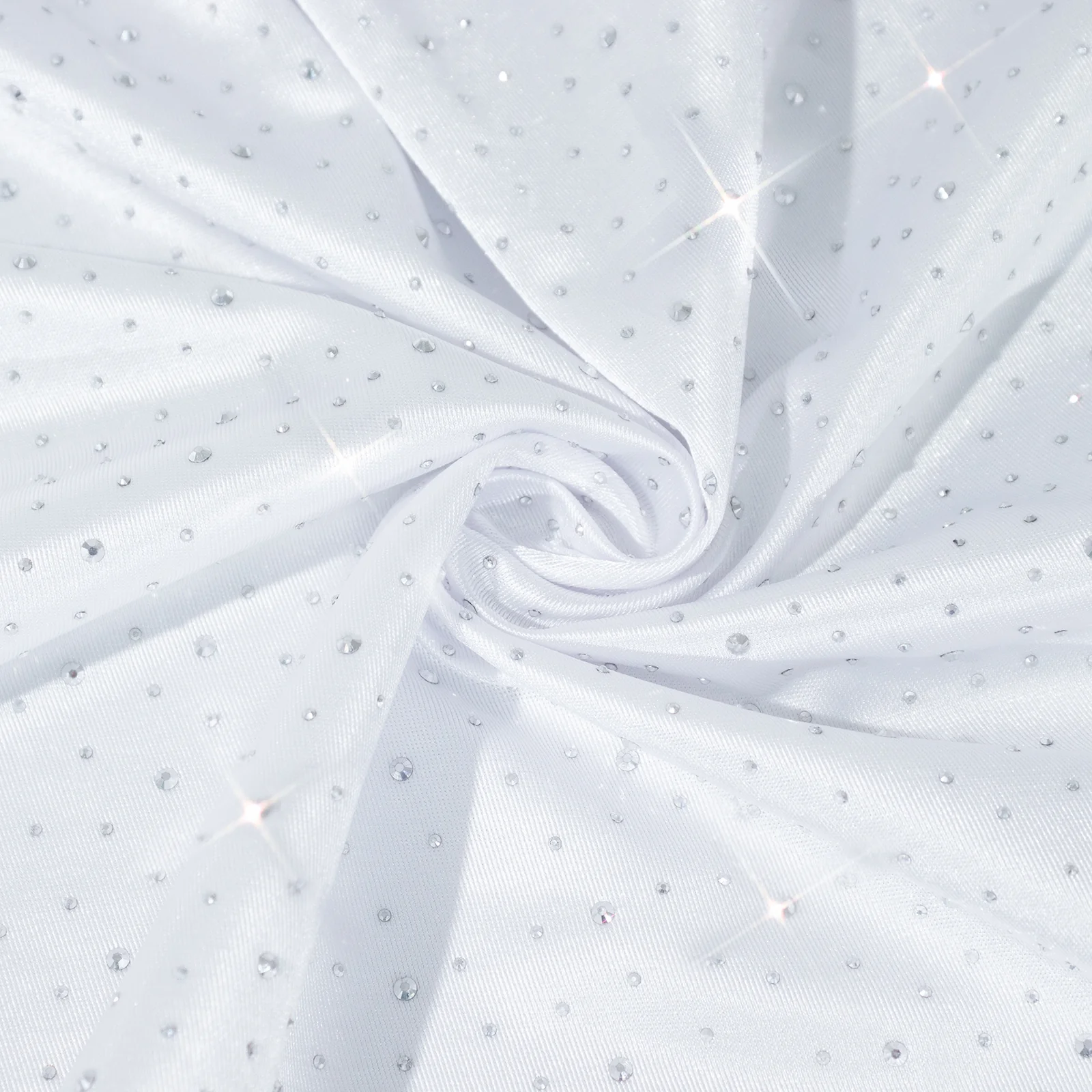 5-Pack White Scuba Polyester Napkins with Rhinestone Accents – 20"x20" Wrinkle-Free Reusable Cloth Napkins - Image 6