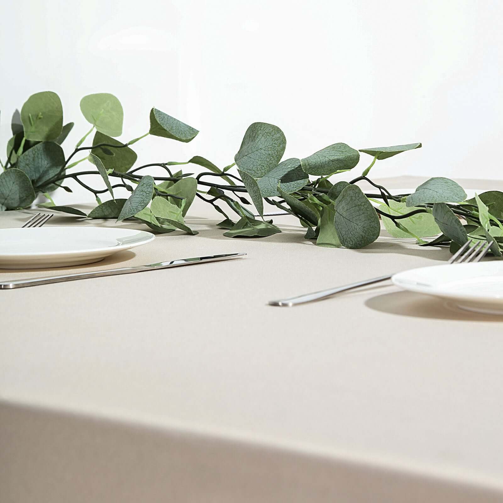 6.5ft Frosted Green Artificial Silk Eucalyptus Leaf Garland Vine - Image 2