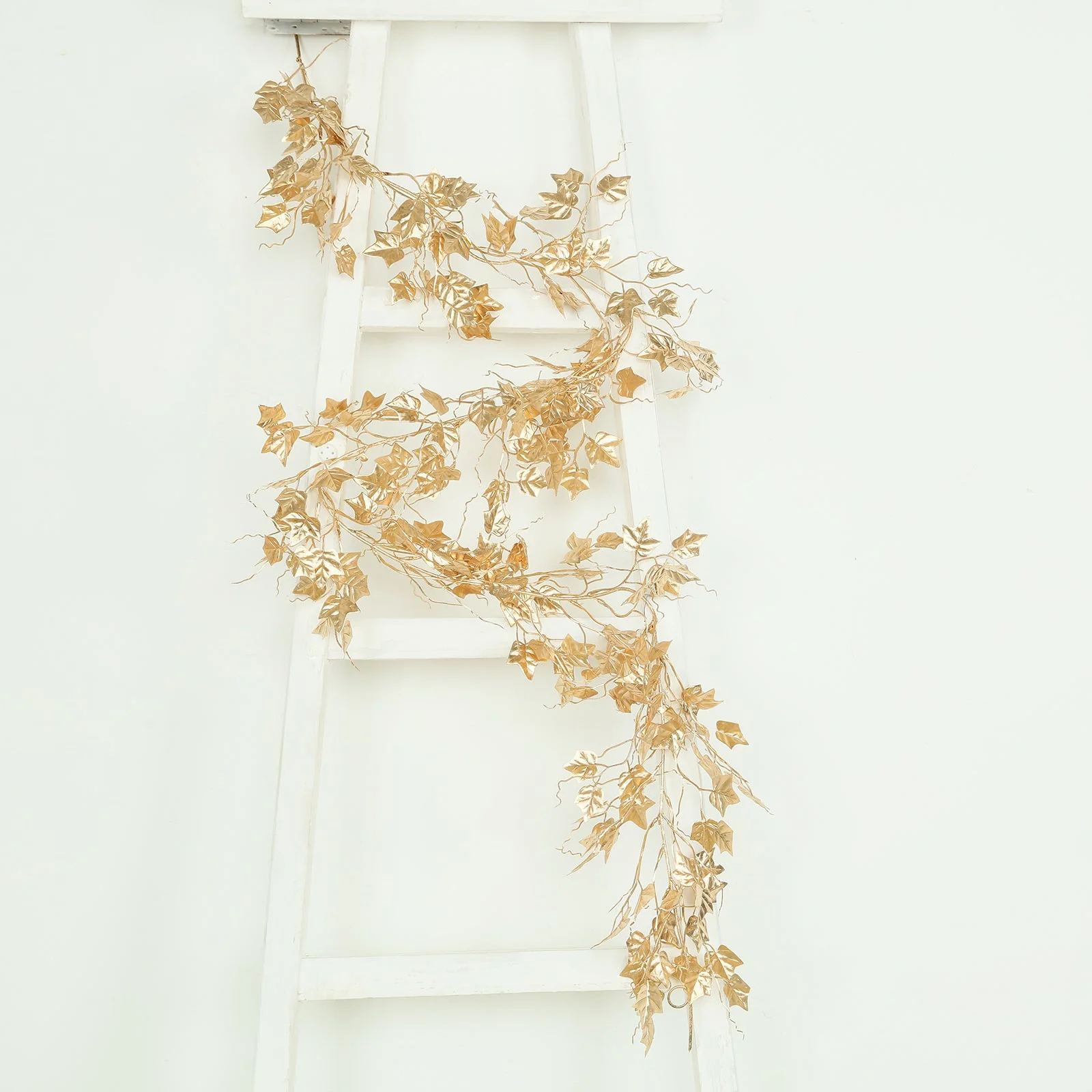 6.5ft Metallic Gold Artificial Ivy Leaves Garland - Hanging Vine for Table, Arch & Backdrop Decor - Image 6