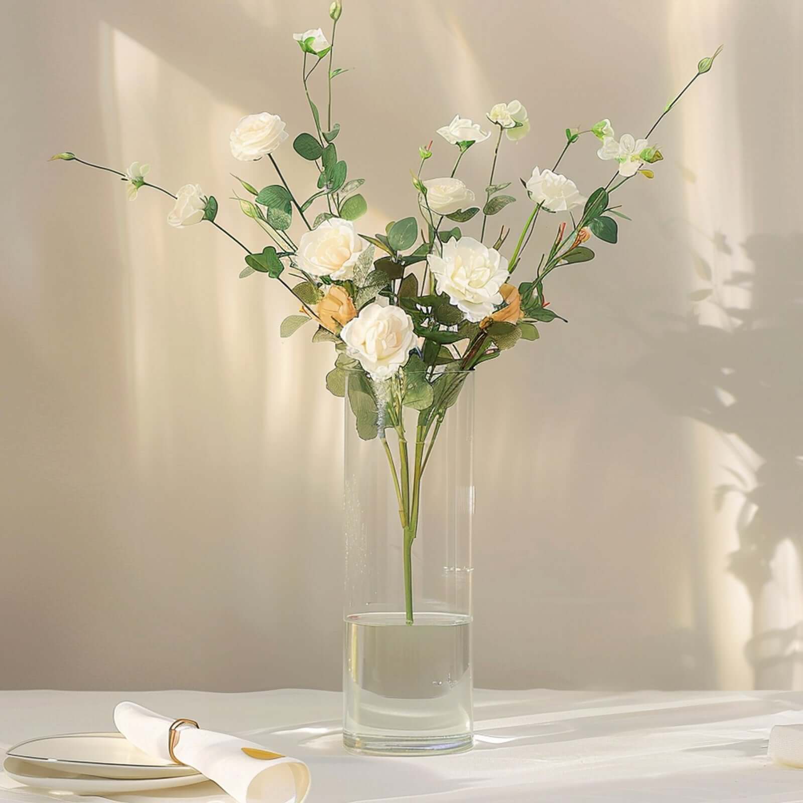 6-Pack Glass Flower Vases Cylinder Design Heavy Duty Clear - Stylish Centerpieces for Weddings 16" - Image 2