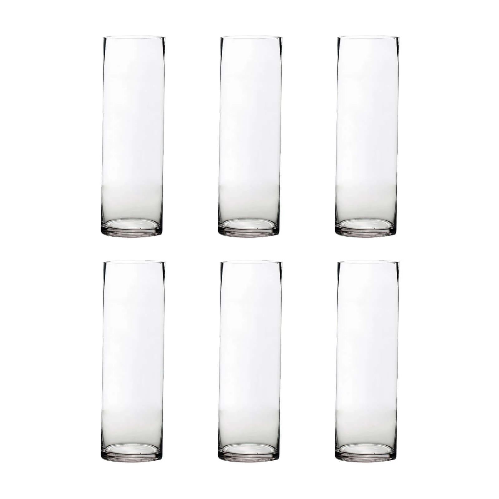 6-Pack Glass Flower Vases Cylinder Design Heavy Duty Clear - Stylish Centerpieces for Weddings 16" - Image 6