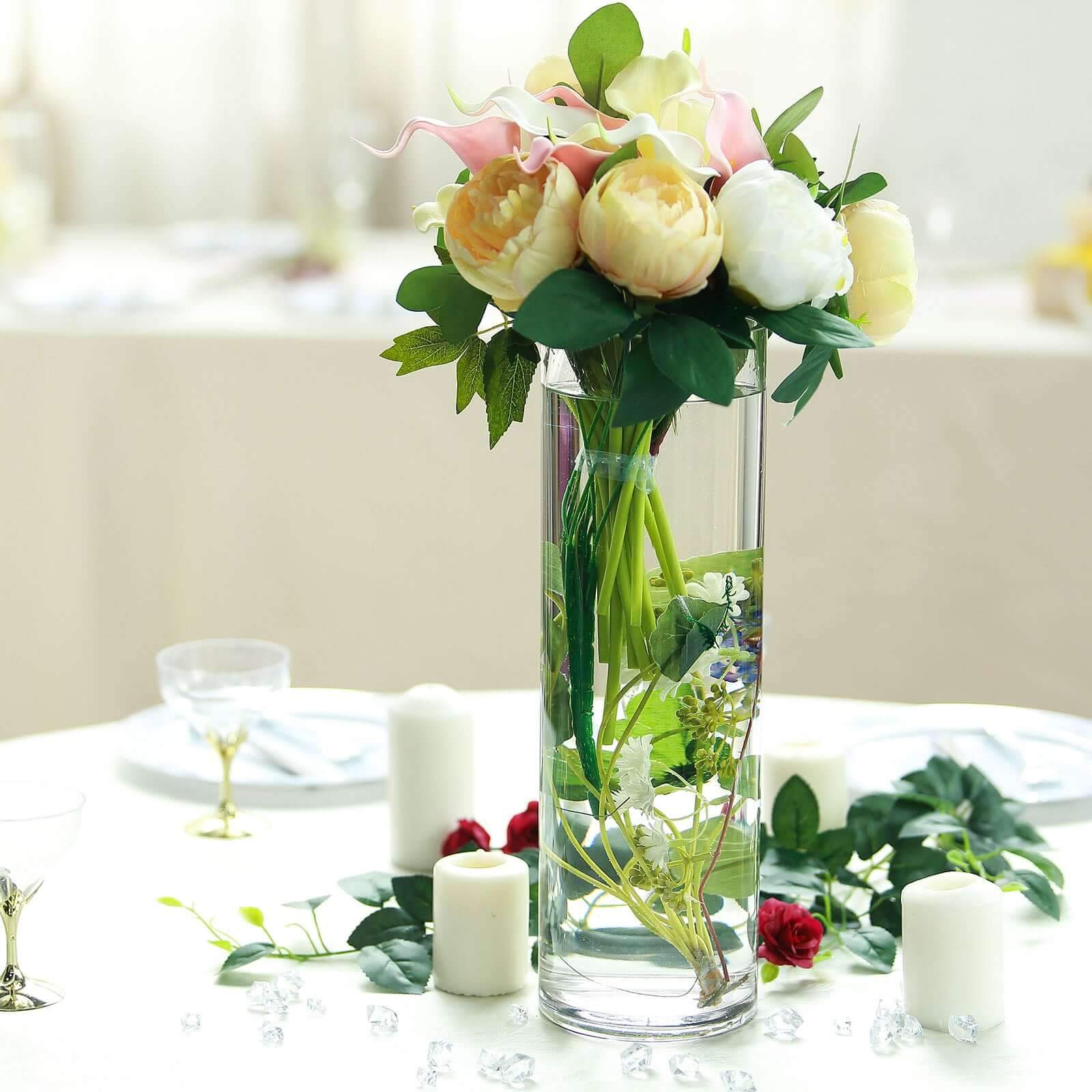 6-Pack Glass Flower Vases Cylinder Design Heavy Duty Clear - Stylish Centerpieces for Weddings 16" - Image 8