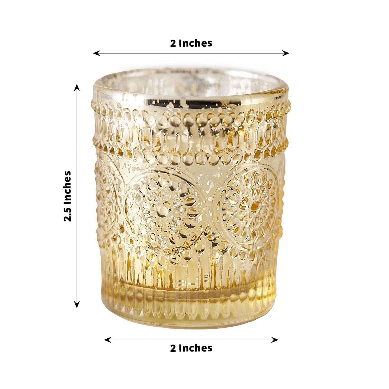 6-Pack Gold Glass Votive Tealight Holders - Stylish Primrose Design for Weddings & Décor - Image 3