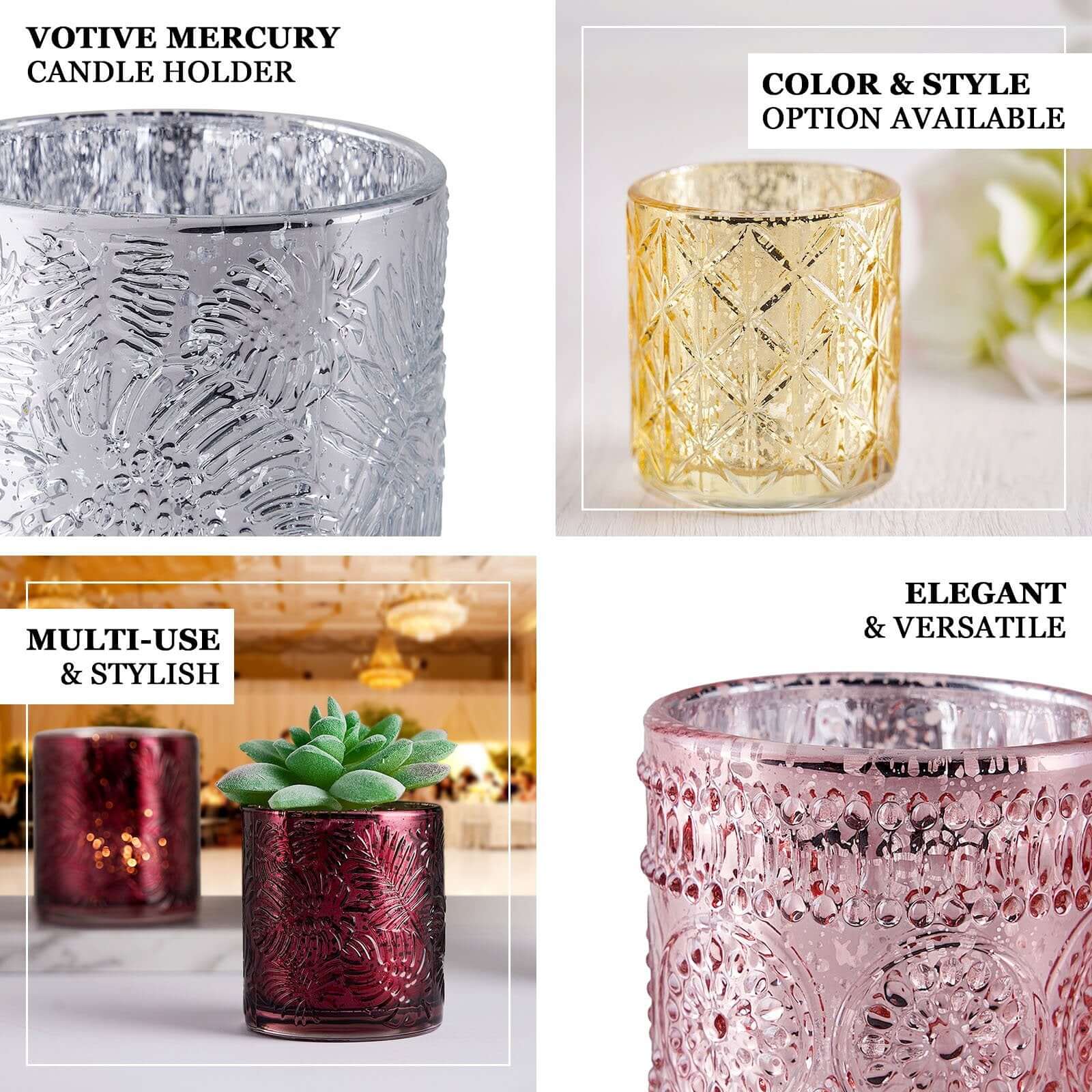 6-Pack Gold Glass Votive Tealight Holders - Stylish Primrose Design for Weddings & Décor - Image 4