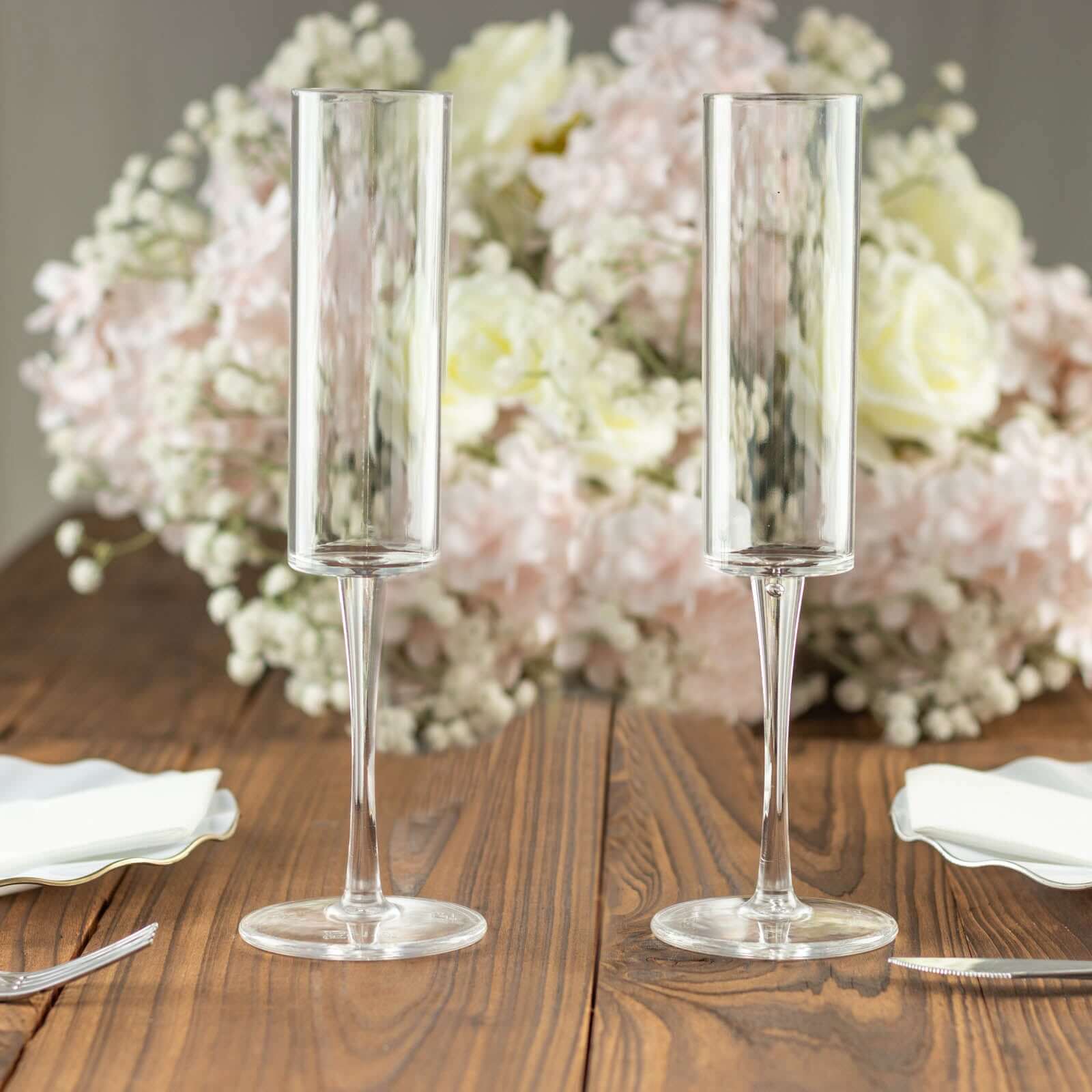 6-Pack Plastic Wine Mimosa Goblets Clear Cylindrical Shape - Reusable Champagne Flute Glasses 9.5" Tall 6oz - Image 6