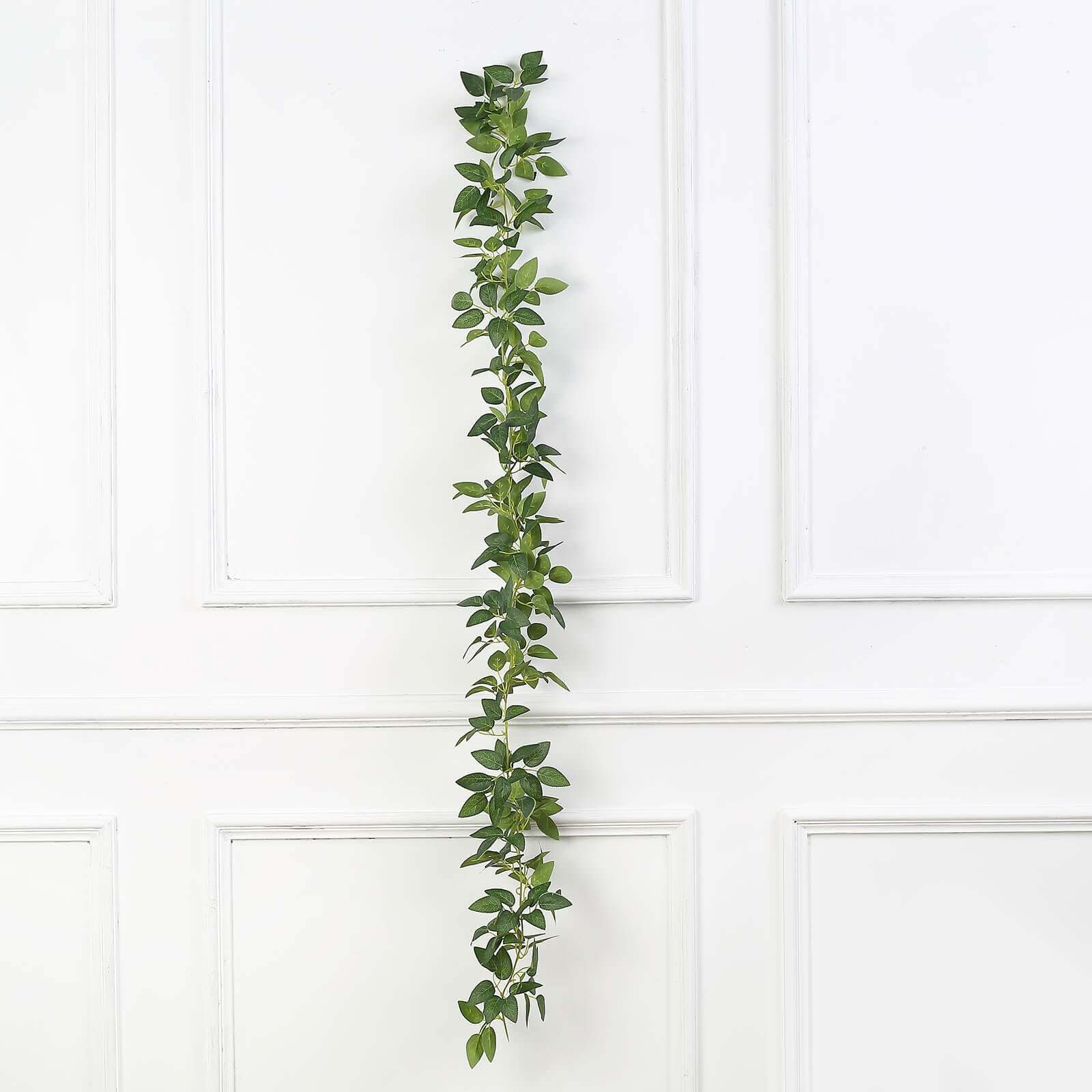 6ft Real Touch Green Artificial Silk Rose Leaf Hanging Vine, Flexible Greenery Table Garland - Image 9