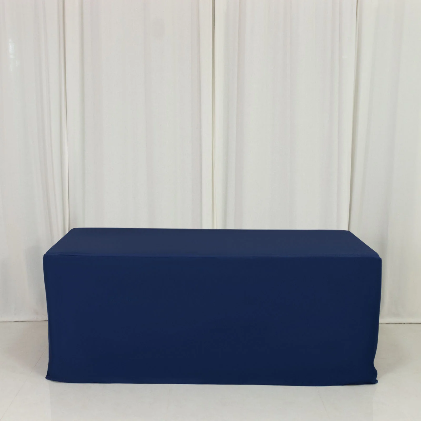 6ft Scuba Rectangular Fitted Tablecloth Navy Blue – Wrinkle-Free, Stain Resistant - Image 3