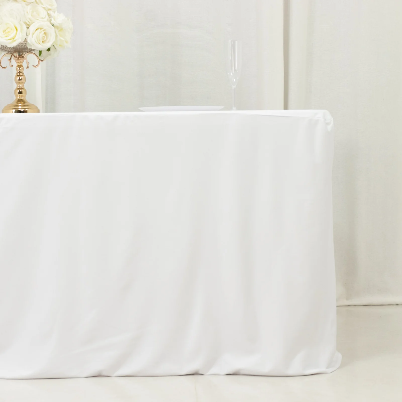 6ft Scuba Rectangular Fitted Tablecloth White – Wrinkle-Free, Stain Resistant - Image 2