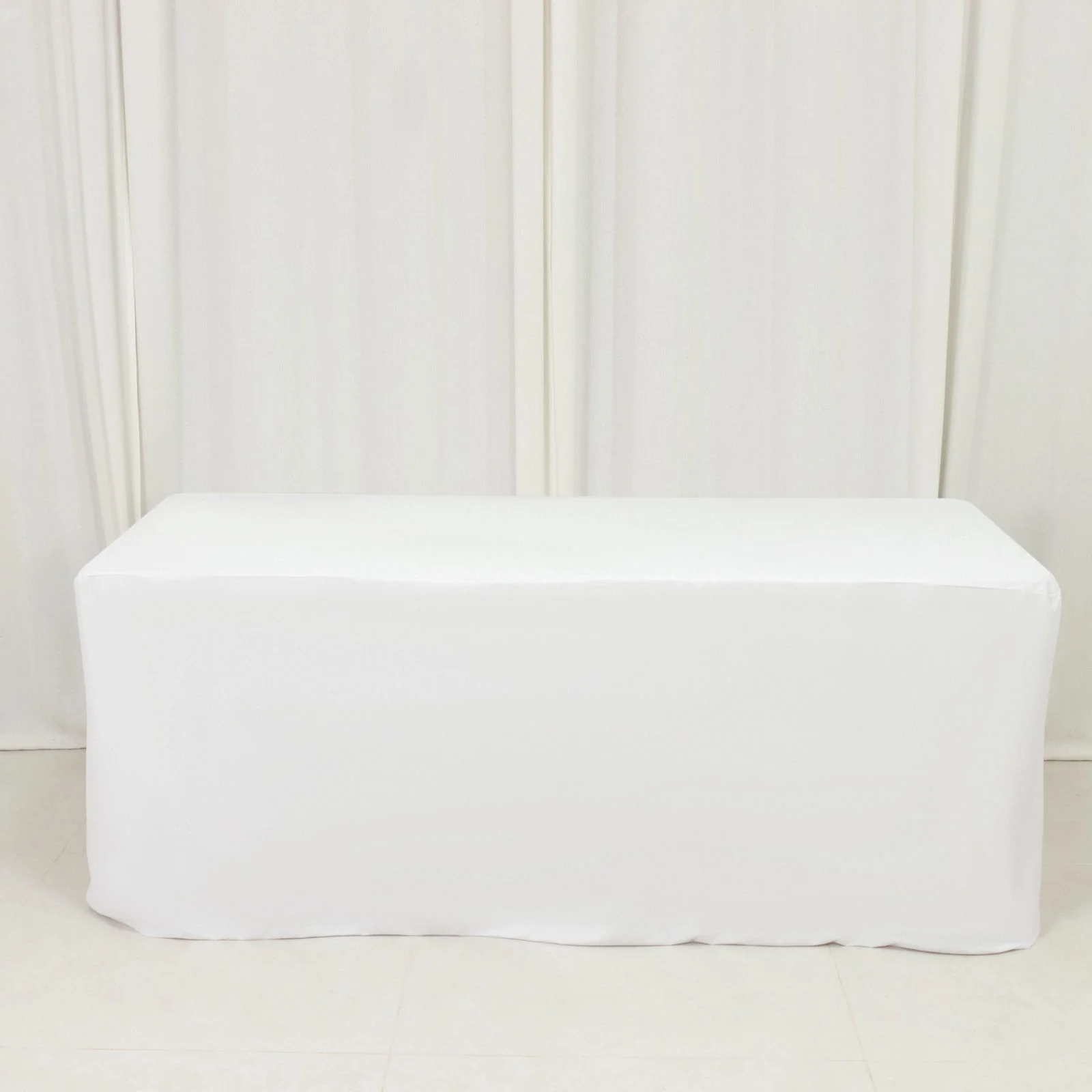 6ft Scuba Rectangular Fitted Tablecloth White – Wrinkle-Free, Stain Resistant - Image 3