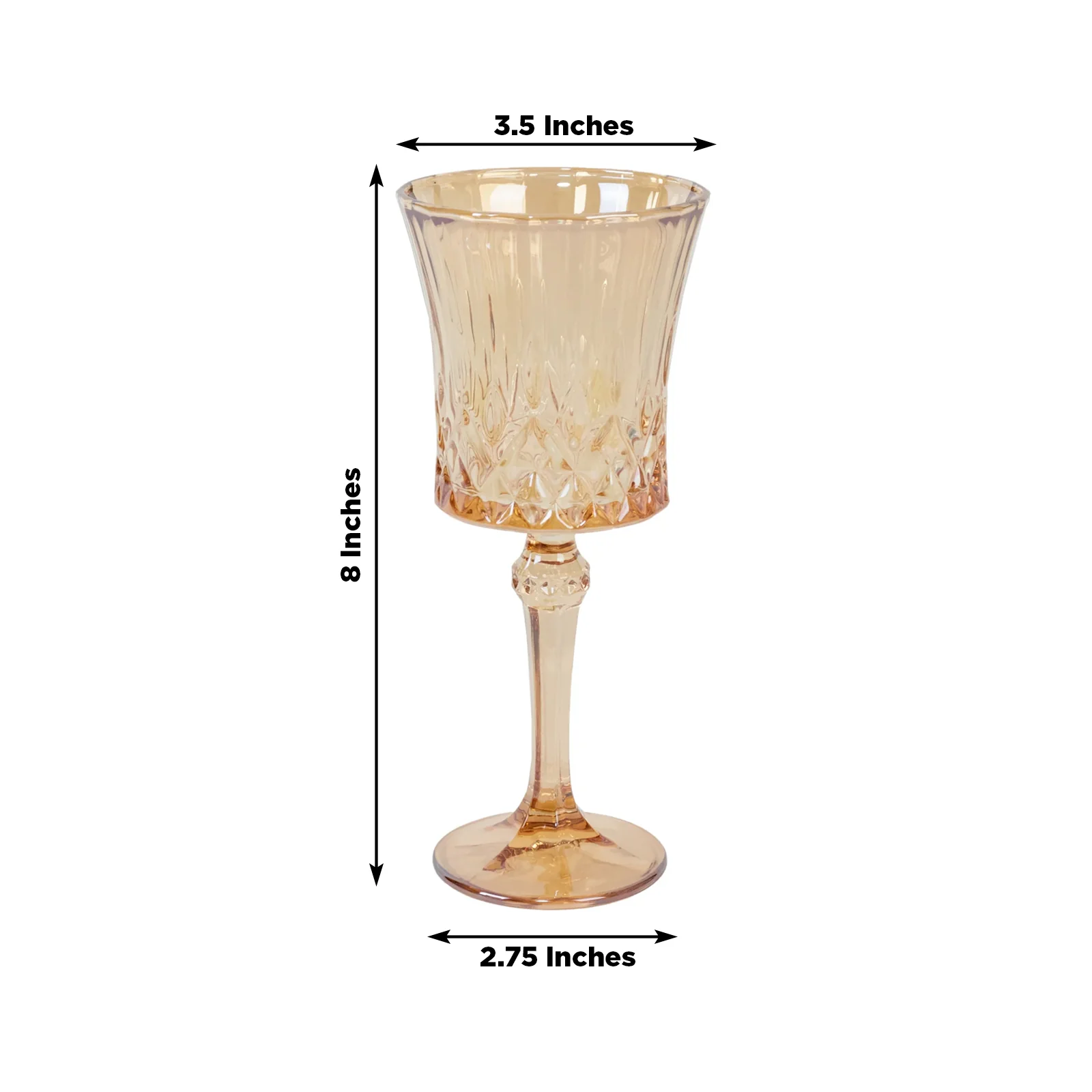 6 Pack 9oz Crystal Cut Glass Goblets Amber Gold – Elegant Vintage Wine, Water & Cocktail Glasses for Table Settings - Image 2