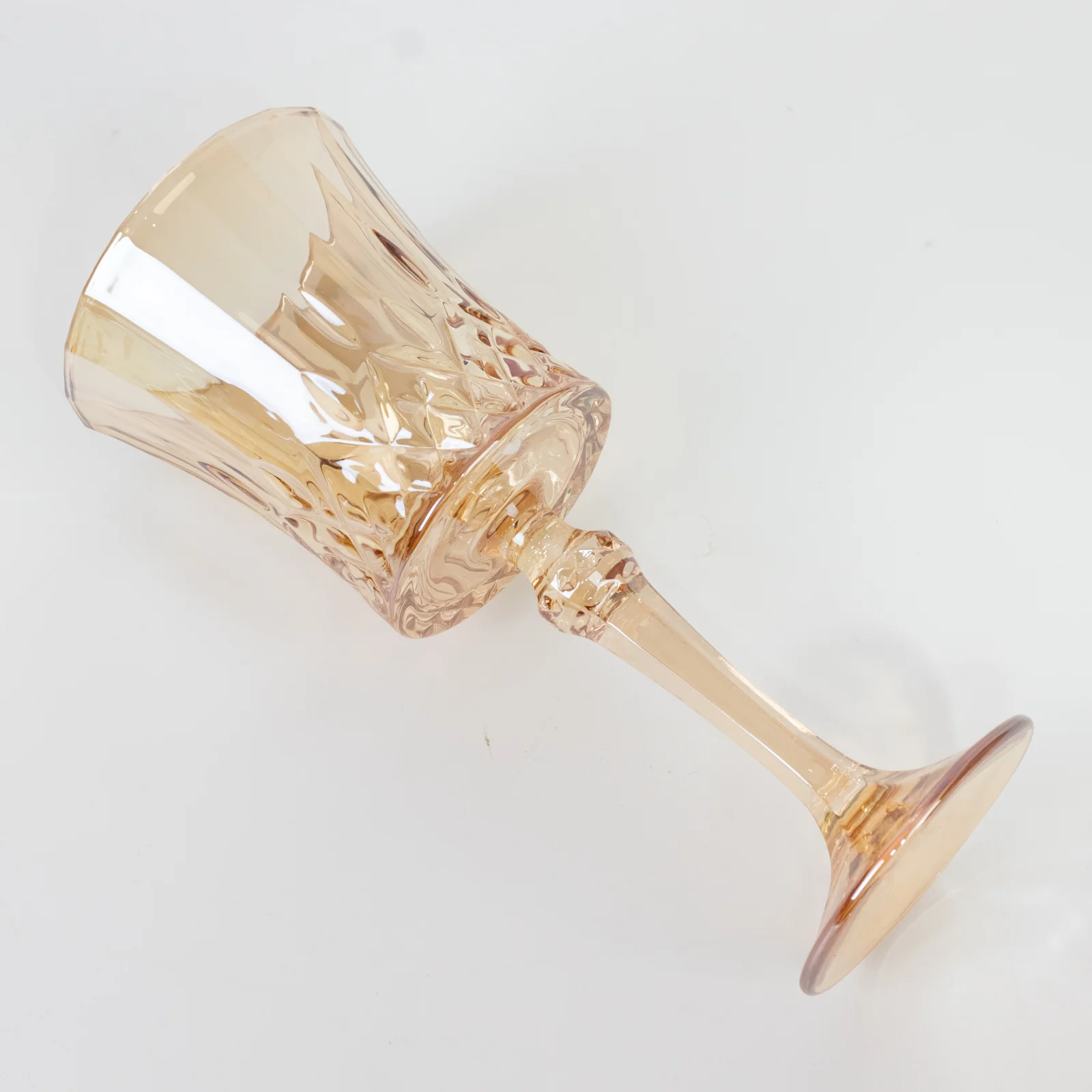 6 Pack 9oz Crystal Cut Glass Goblets Amber Gold – Elegant Vintage Wine, Water & Cocktail Glasses for Table Settings - Image 5