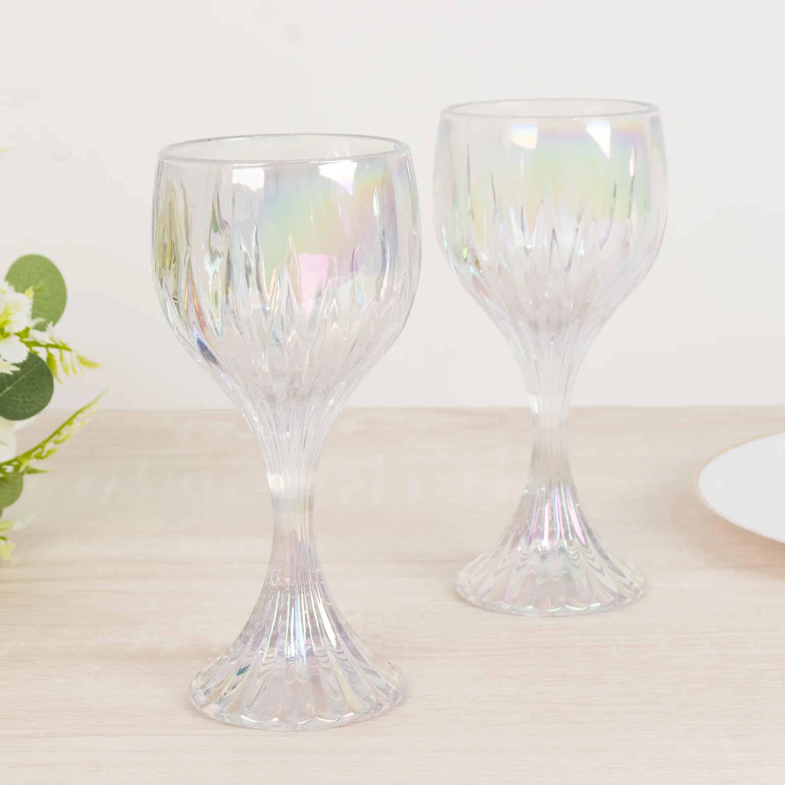 6 Pack Prism Cut Crystal Wine Glass Goblets – Iridescent Clear 10oz Stemware Set for Red & White Wine - Image 4
