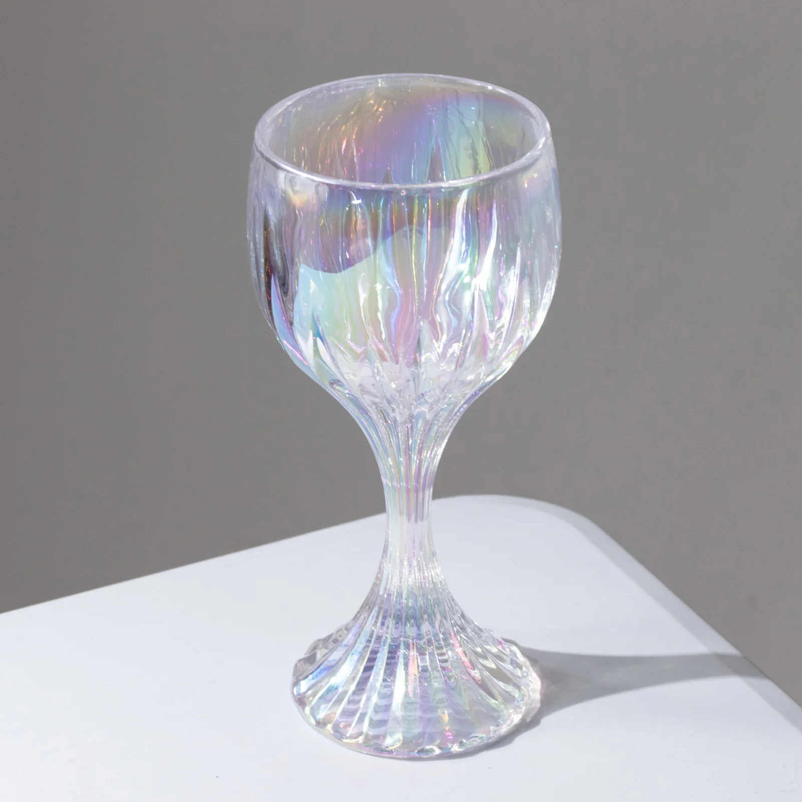 6 Pack Prism Cut Crystal Wine Glass Goblets – Iridescent Clear 10oz Stemware Set for Red & White Wine - Image 5