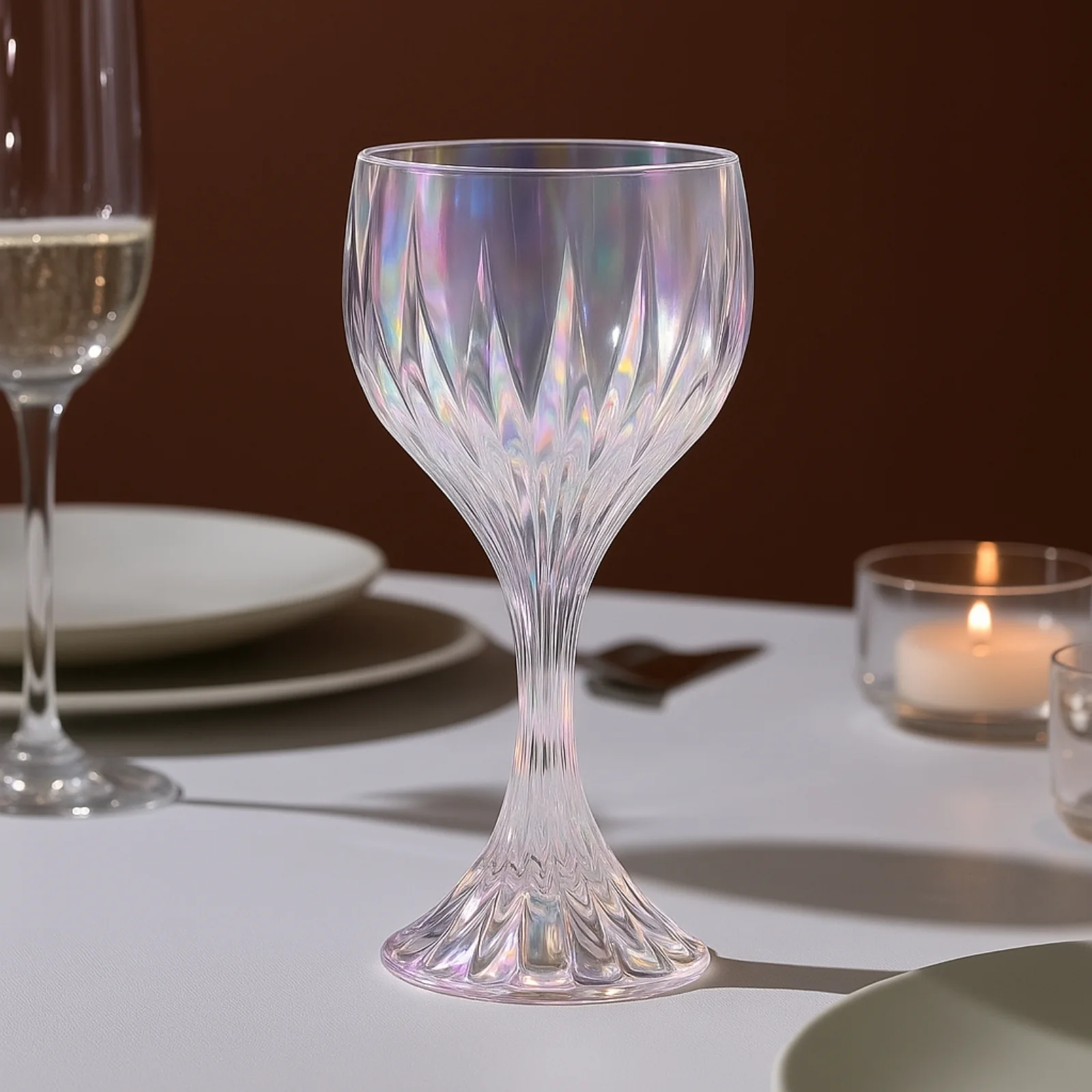 6 Pack Prism Cut Crystal Wine Glass Goblets – Iridescent Clear 10oz Stemware Set for Red & White Wine - Image 7