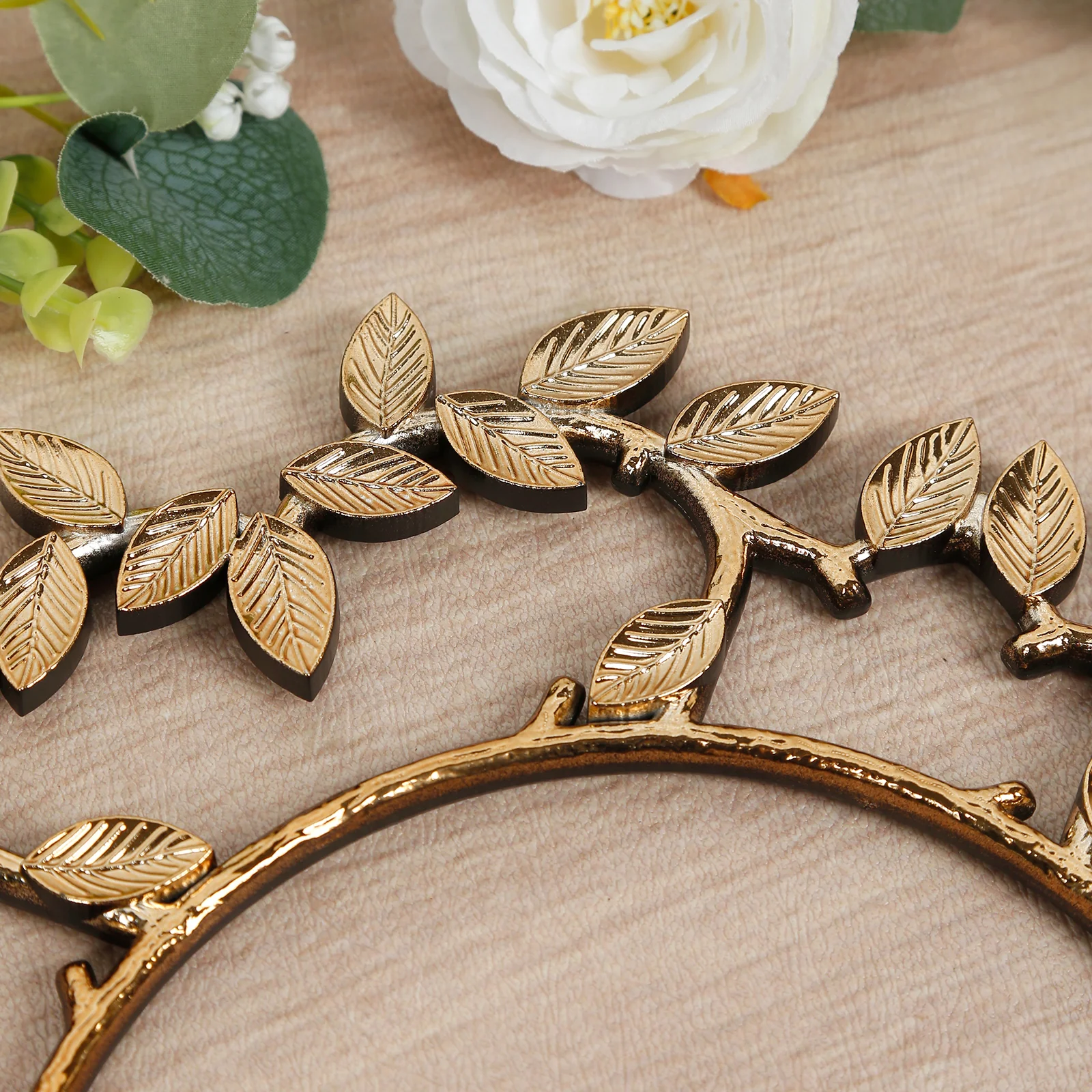 6 Pack Acrylic Plastic 13" Charger Plates in Gold Leaf Wreath Design – Round Decorative Dinner Table Plates - Image 8