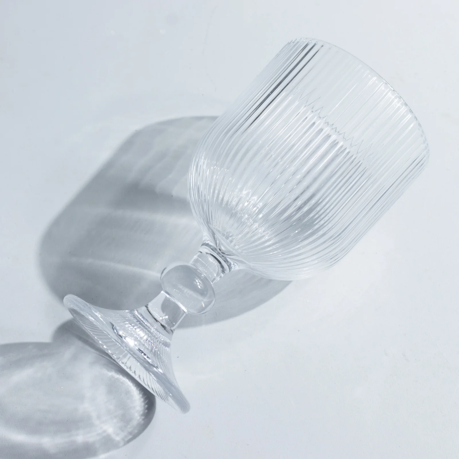 6 Pack Ribbed Wine Glasses – 13oz Clear Vintage Glass Goblets with Ball Stem Accent - Image 7