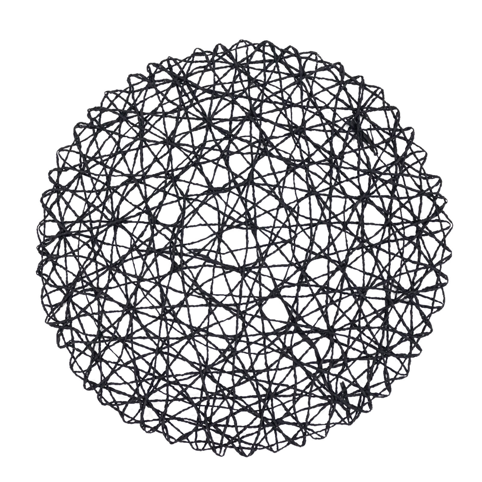 6-Pack Table Placemats Woven Fiber Design Black Round - Disposable Mats for Dining and Events 15" - Image 2