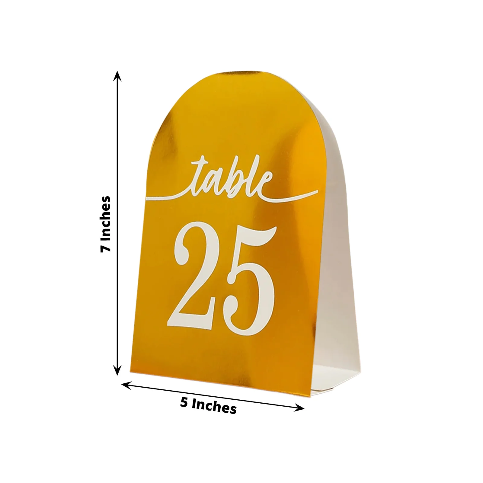 25-Pack 7" Disposable Table Numbers, Metallic Gold Free Standing Double Sided Table Number Place Cards with White Numbers 1-25 - Image 3
