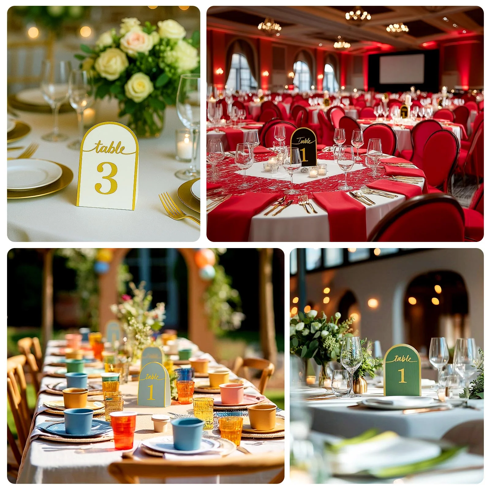 25-Pack 7" Disposable Table Numbers, Metallic Gold Free Standing Double Sided Table Number Place Cards with White Numbers 1-25 - Image 5