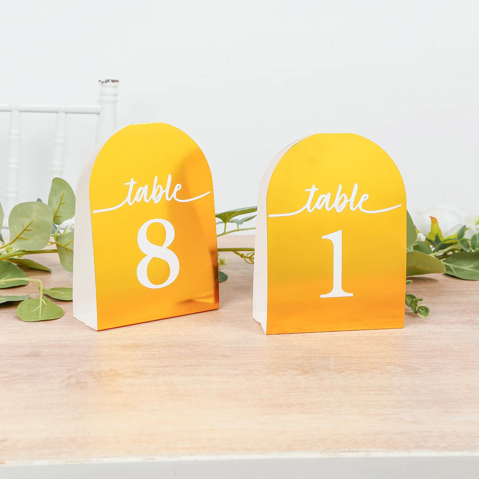 25-Pack 7" Disposable Table Numbers, Metallic Gold Free Standing Double Sided Table Number Place Cards with White Numbers 1-25 - Image 7