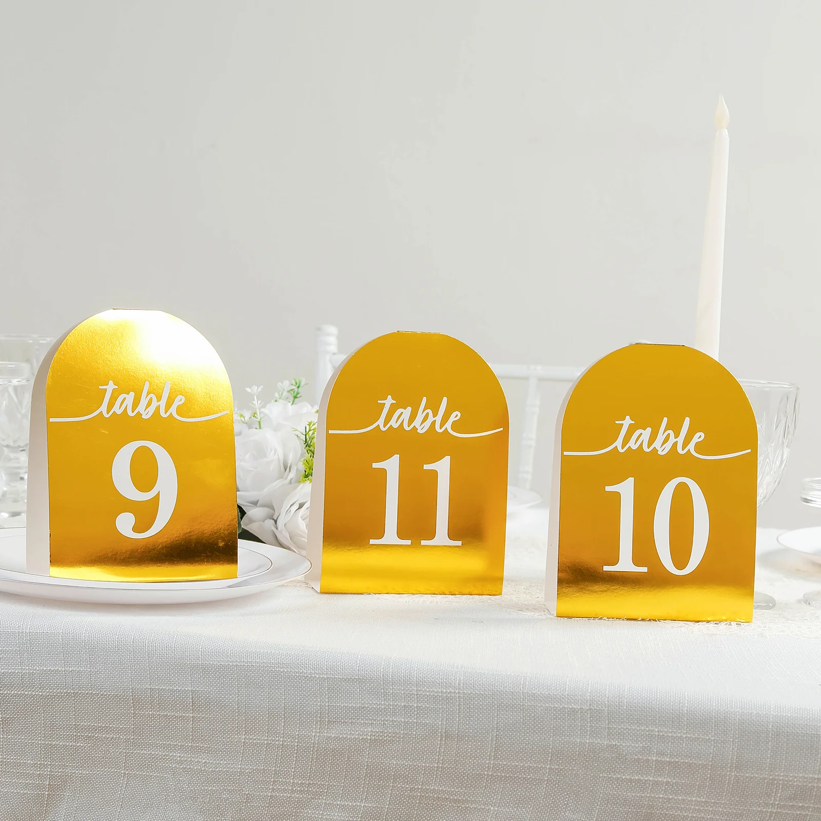 25-Pack 7" Disposable Table Numbers, Metallic Gold Free Standing Double Sided Table Number Place Cards with White Numbers 1-25 - Image 8