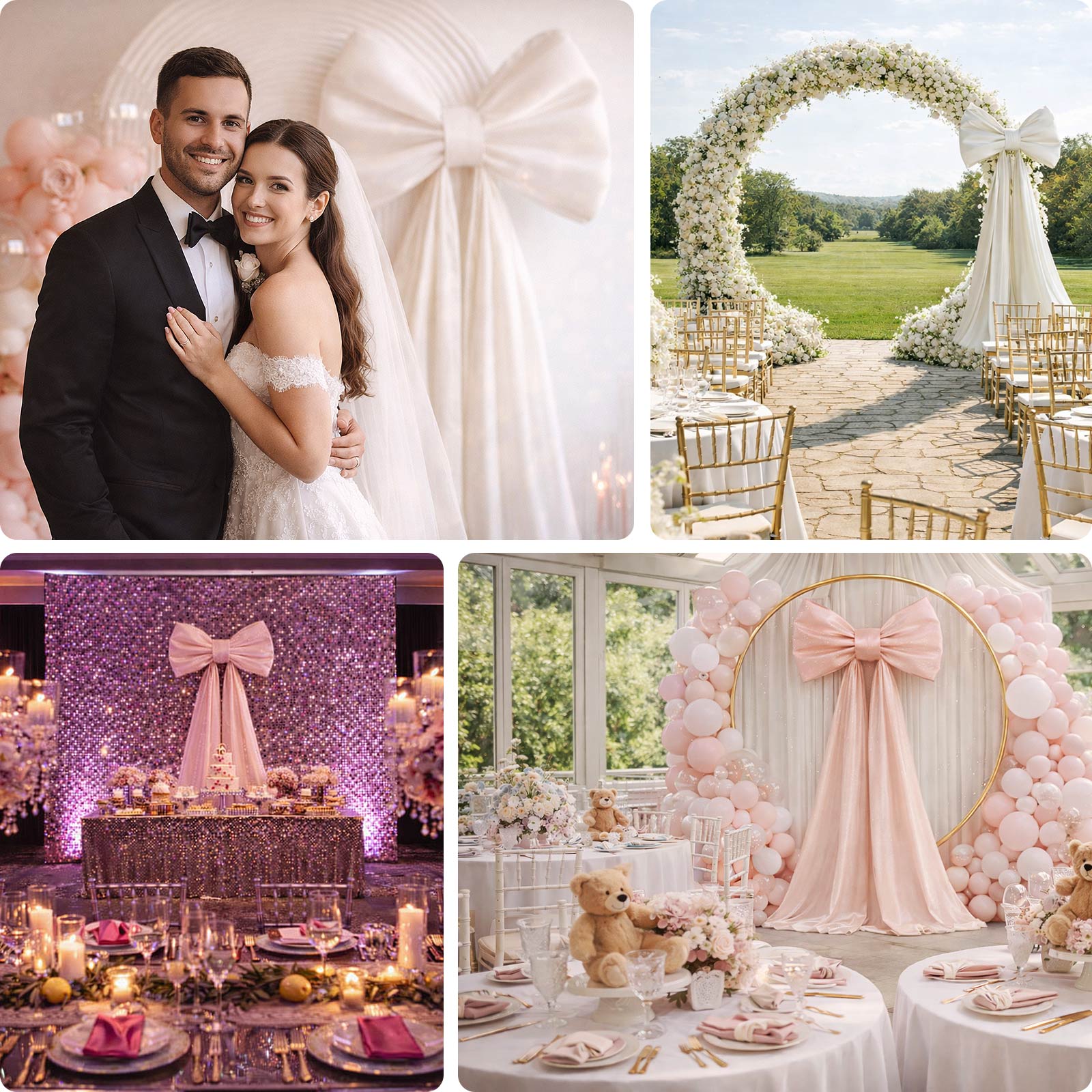 7ft Giant Blush Pink Bow Tie Décor for Backdrops – Wedding & Event Photo Booth Decoration - Image 5