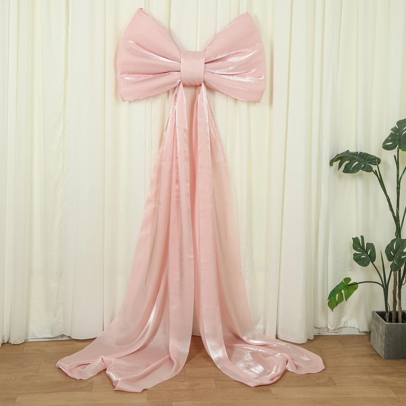 7ft Giant Blush Pink Bow Tie Décor for Backdrops – Wedding & Event Photo Booth Decoration - Image 7