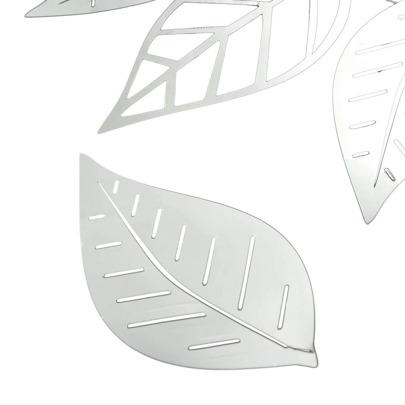 7ft Silver Foiled Paper Assorted Leaves Hanging Garland Banner - Image 11