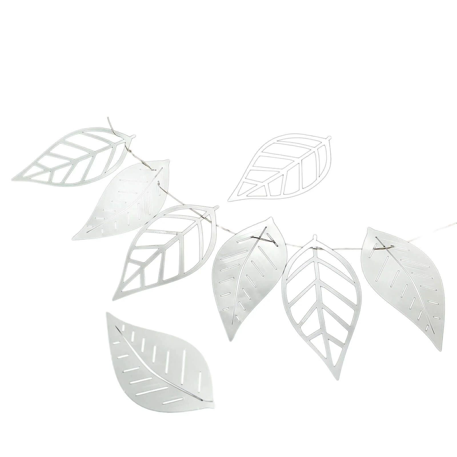 7ft Silver Foiled Paper Assorted Leaves Hanging Garland Banner - Image 7