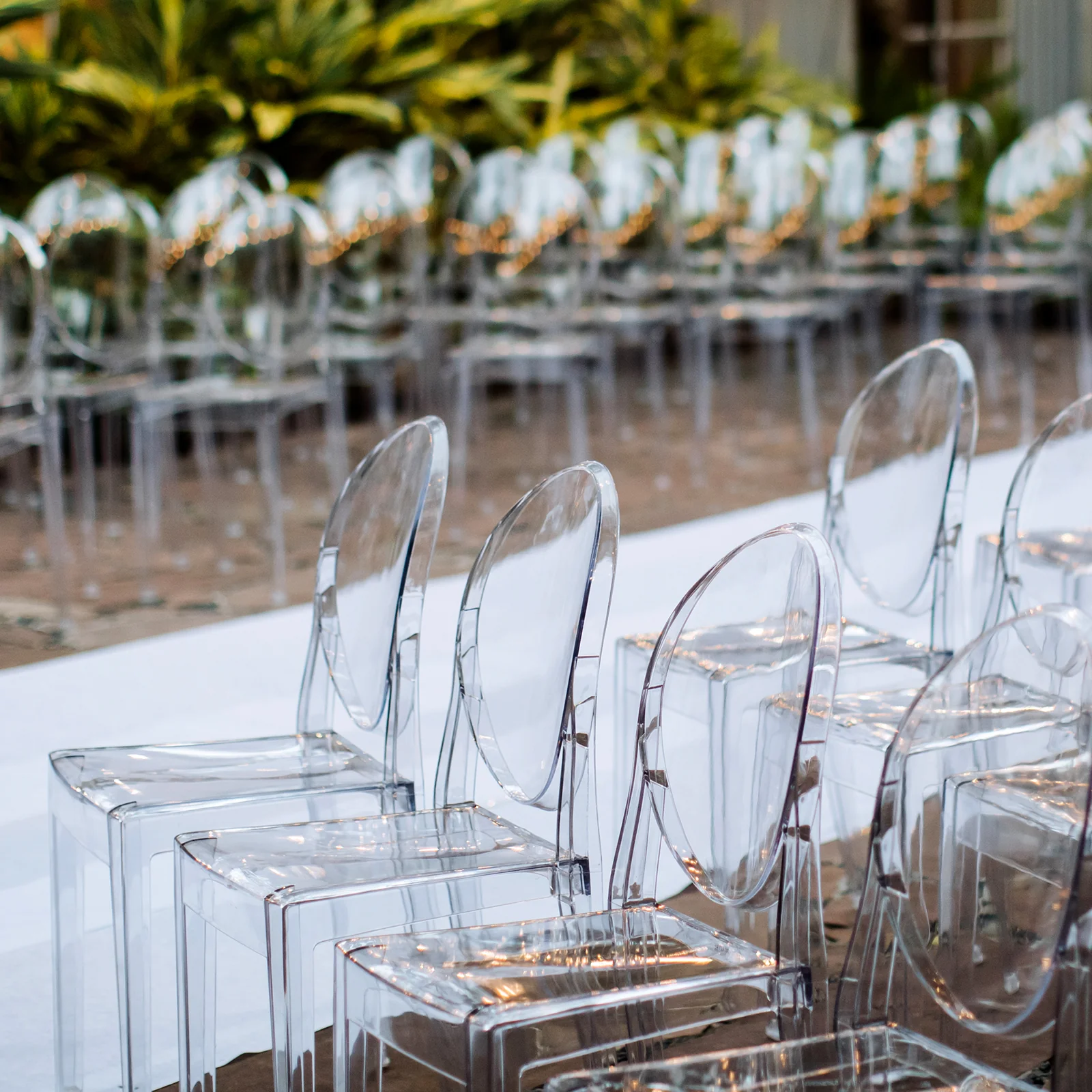 8 Pack Stackable Clear Acrylic Ghost Banquet Chairs with Oval Back, Fully Assembled Armless Event Accent Chair - Image 3