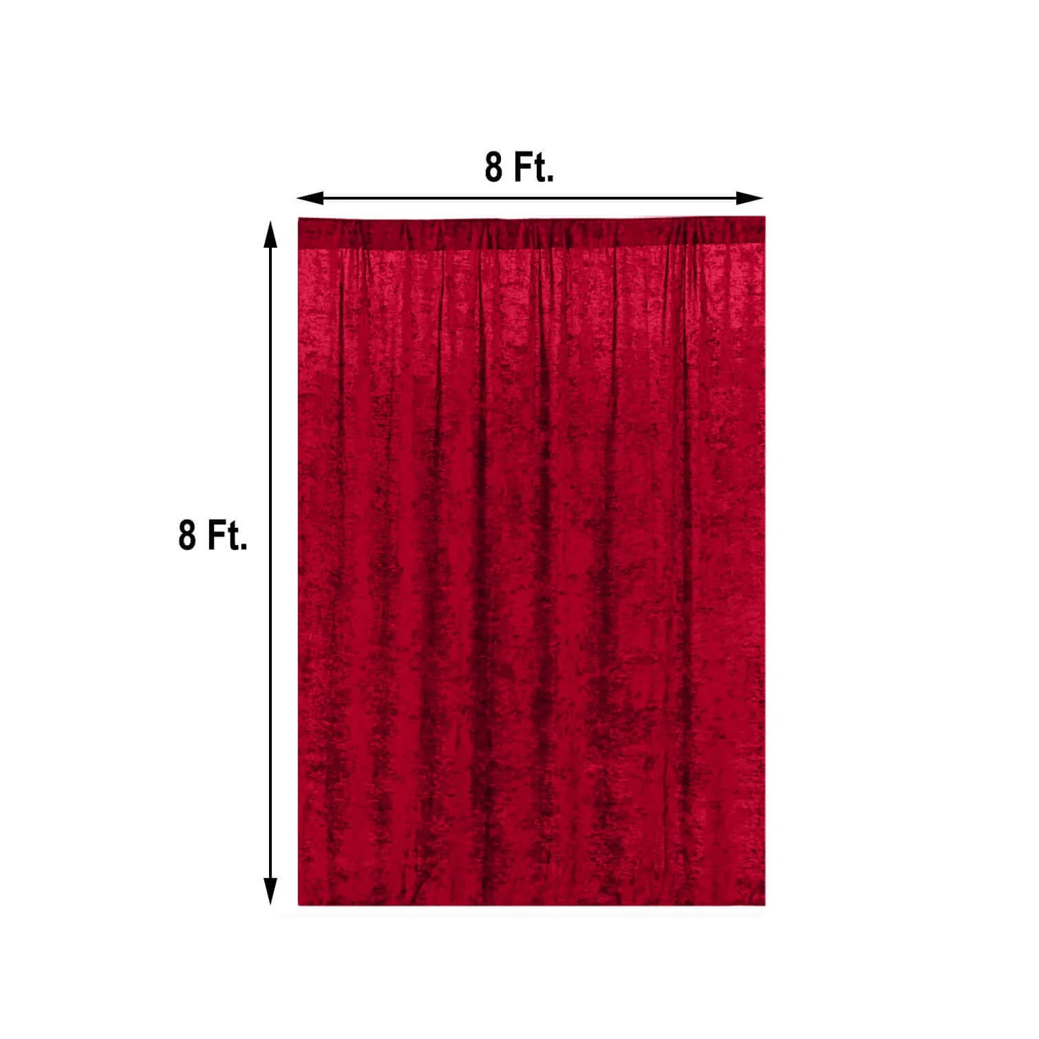 Red Crushed Velvet Backdrop Curtain – 8ft x 8ft Event Drape with Rod Pocket, Privacy Panel for Photo Booths & Events - Image 3