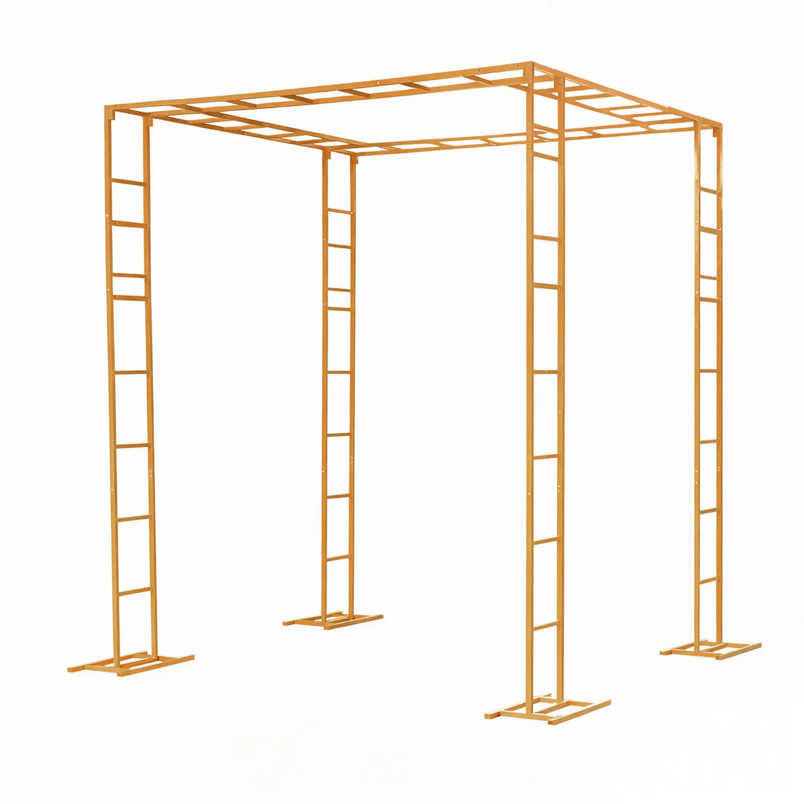 8ft x 10ft Gold Metal Event Arch & Canopy Frame – Rectangular Heavy-Duty 4-Post Ladder-Style Backdrop Stand, Height Adjustable & Portable - Image 2