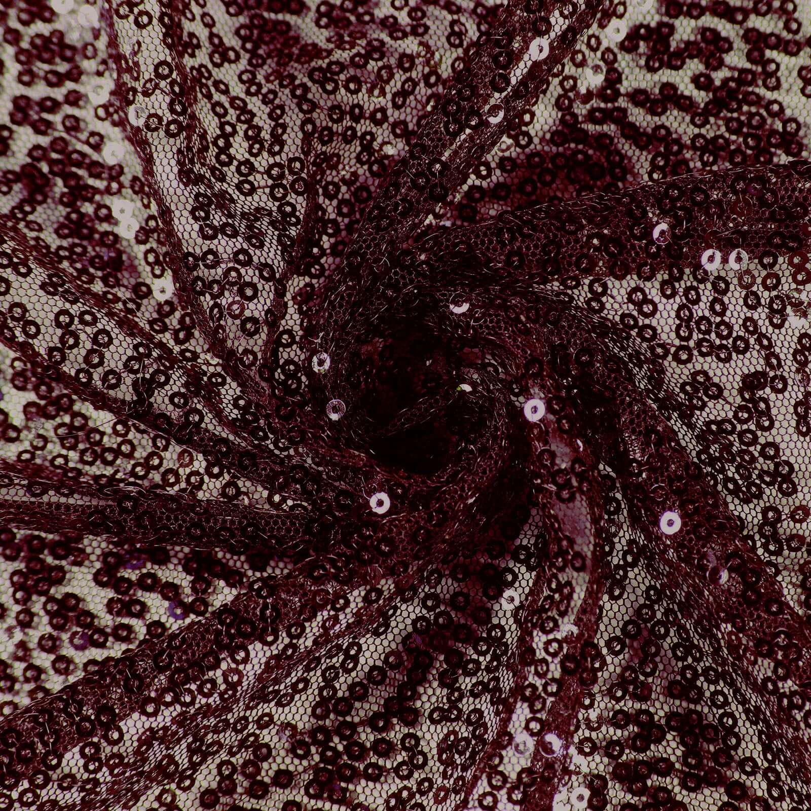 90" Burgundy Sequin Round Tablecloth - Image 8
