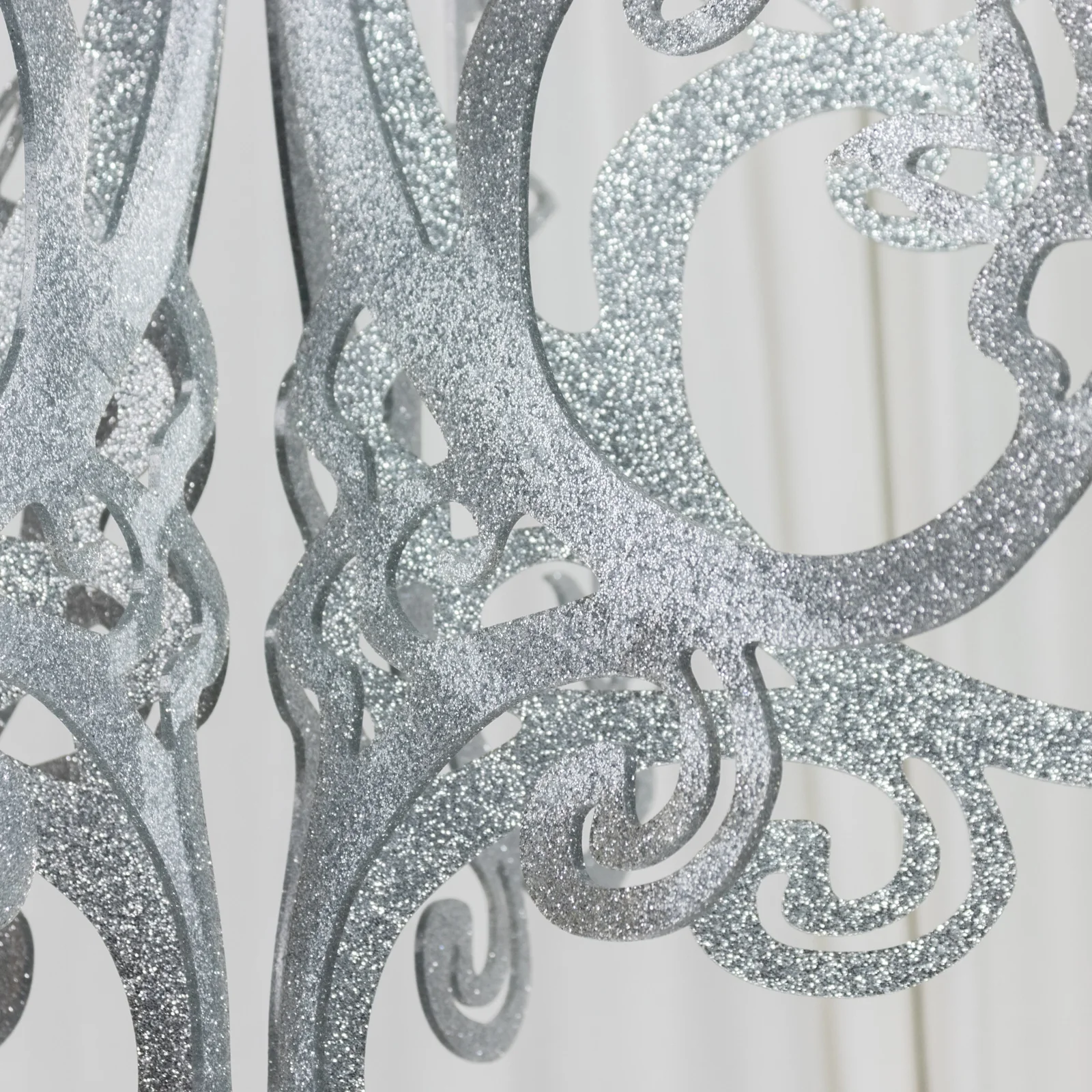 24" Silver Glittered Acrylic Chandelier Hanging Decor, 3D Interlocking Cutout Design, Ceiling Decor - Image 7