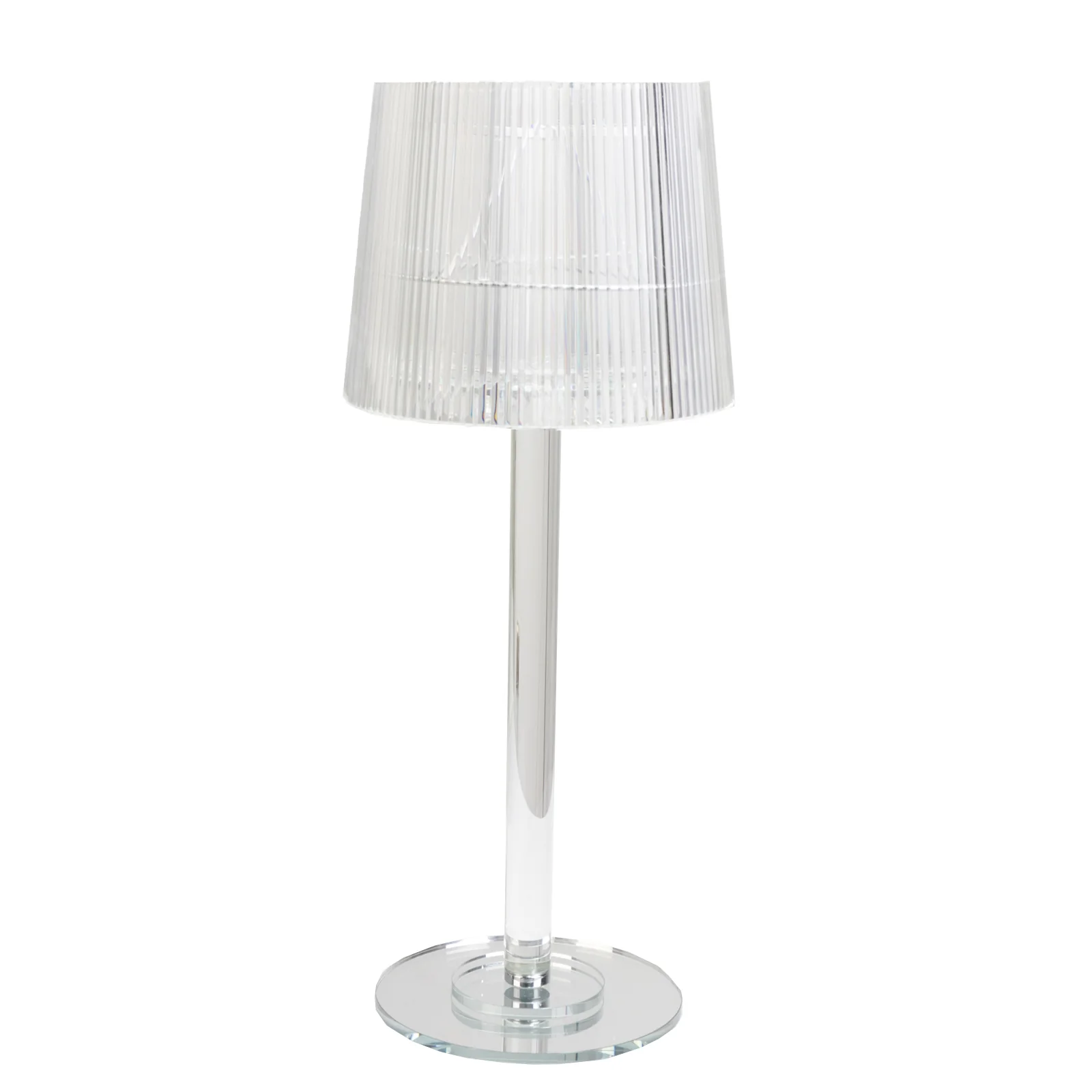 23" Crystal Candle Lamp with Ribbed Shade – Clear Acrylic Column Candle Holder for Tealight & Taper Candles - Image 2