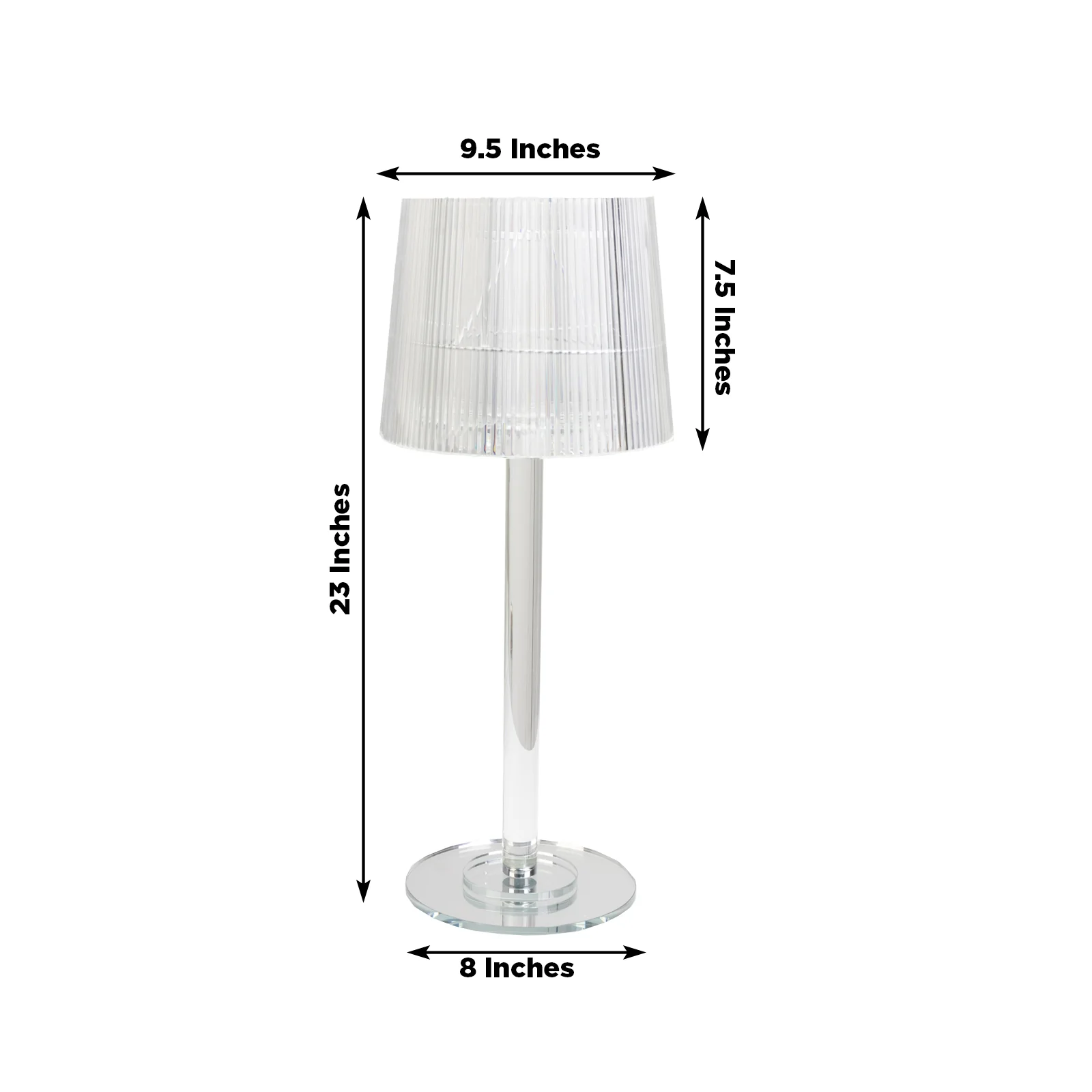 23" Crystal Candle Lamp with Ribbed Shade – Clear Acrylic Column Candle Holder for Tealight & Taper Candles - Image 3