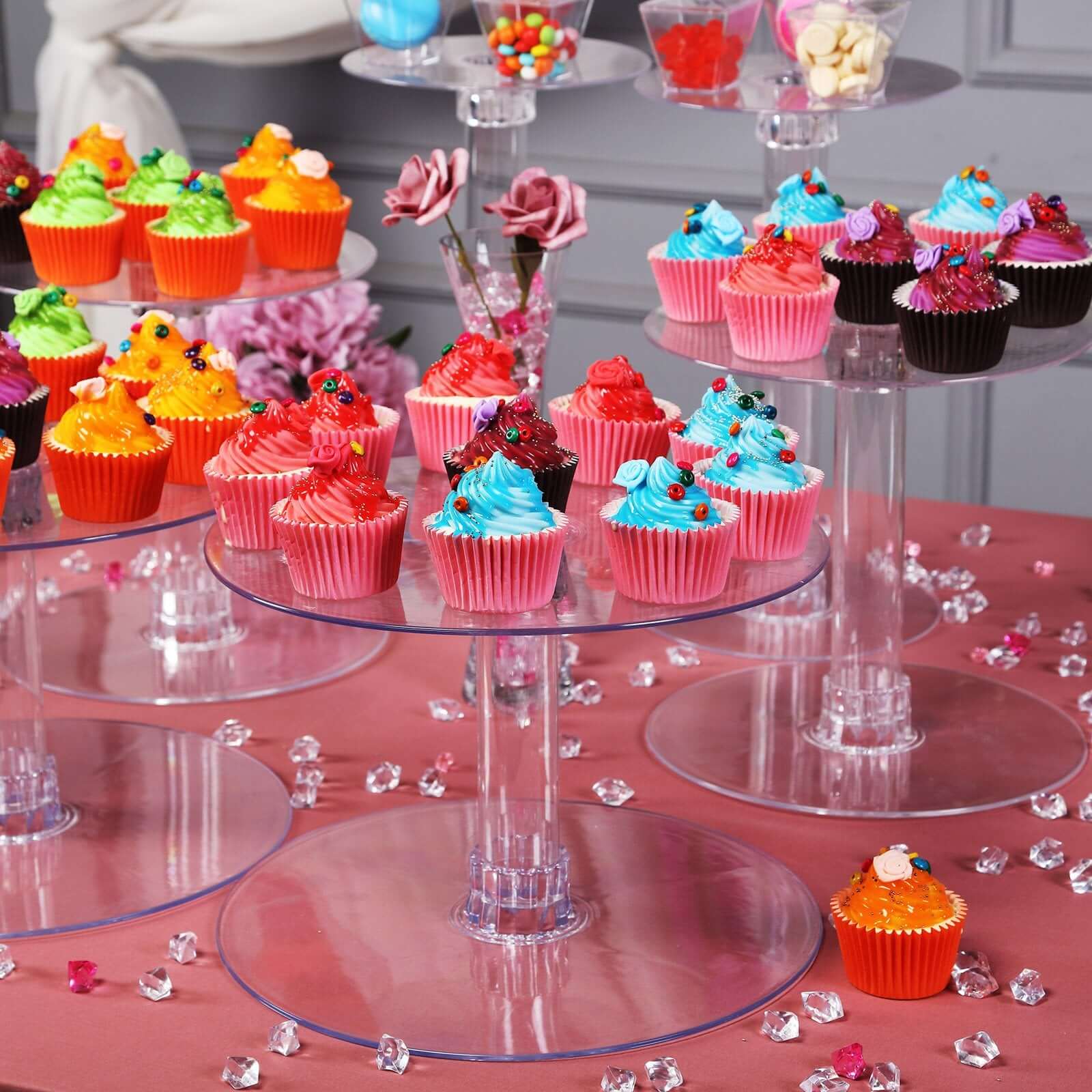 Acrylic Round DIY Cake Stand Plate Clear - Customized Tiered Dessert Display Holder for Treats Appetizers & Snacks - Image 2