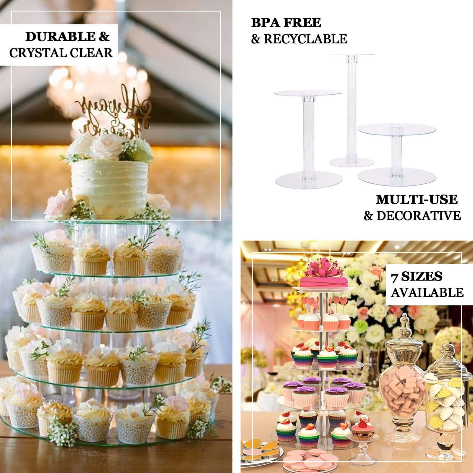 Acrylic Round DIY Cake Stand Plate Clear - Customized Tiered Dessert Display Holder for Treats Appetizers & Snacks - Image 4