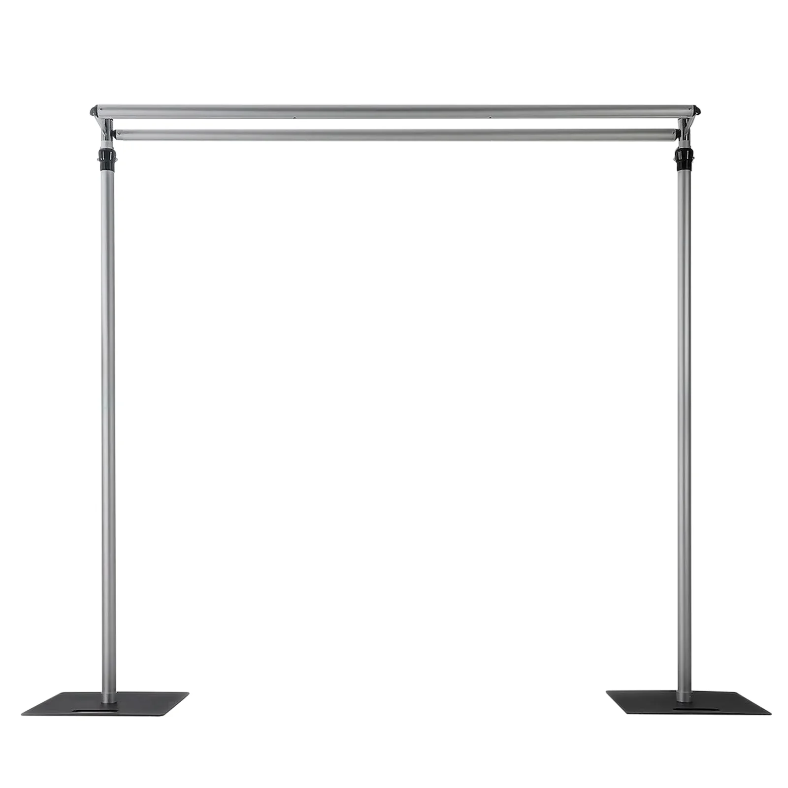 Adjustable Pipe and Drape Backdrop Stand with Double Cross Bars, Silver Aluminum Frame Support System 12ft x 12ft with Heavy Duty Steel Bases - Image 9